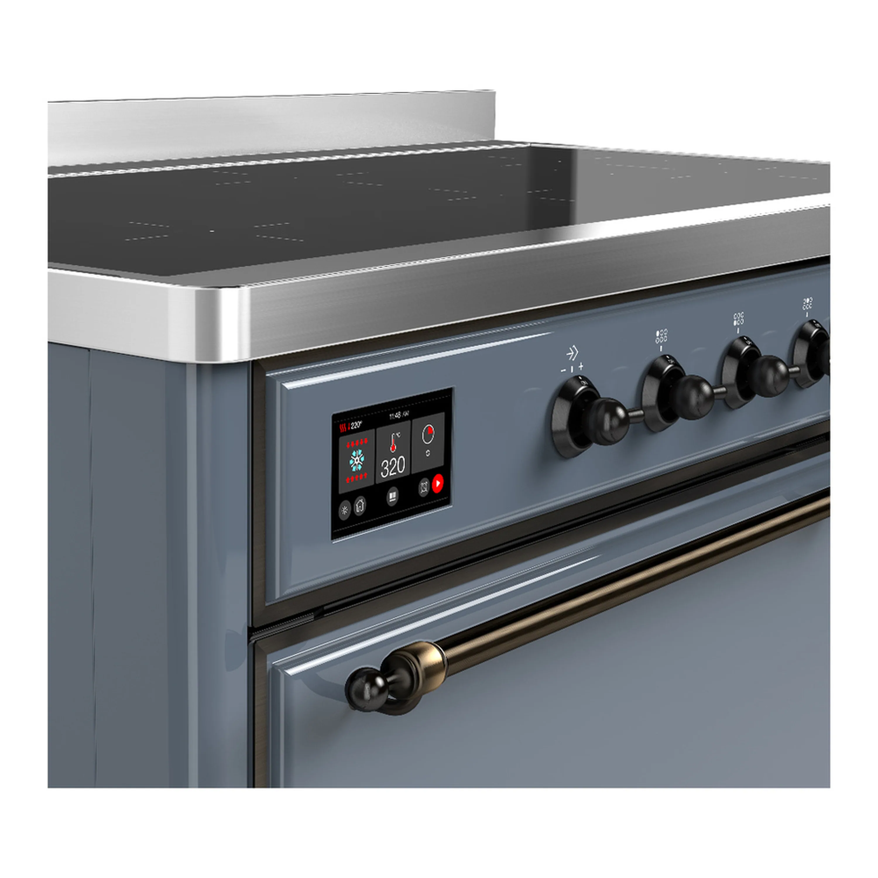 ILVE Majestic III 48-Inch Induction Range with 6 Induction Elements and Solid Door Electric Oven in Blue Grey with Burnished Trim (UMIB48QNR3BGB) - Image 7