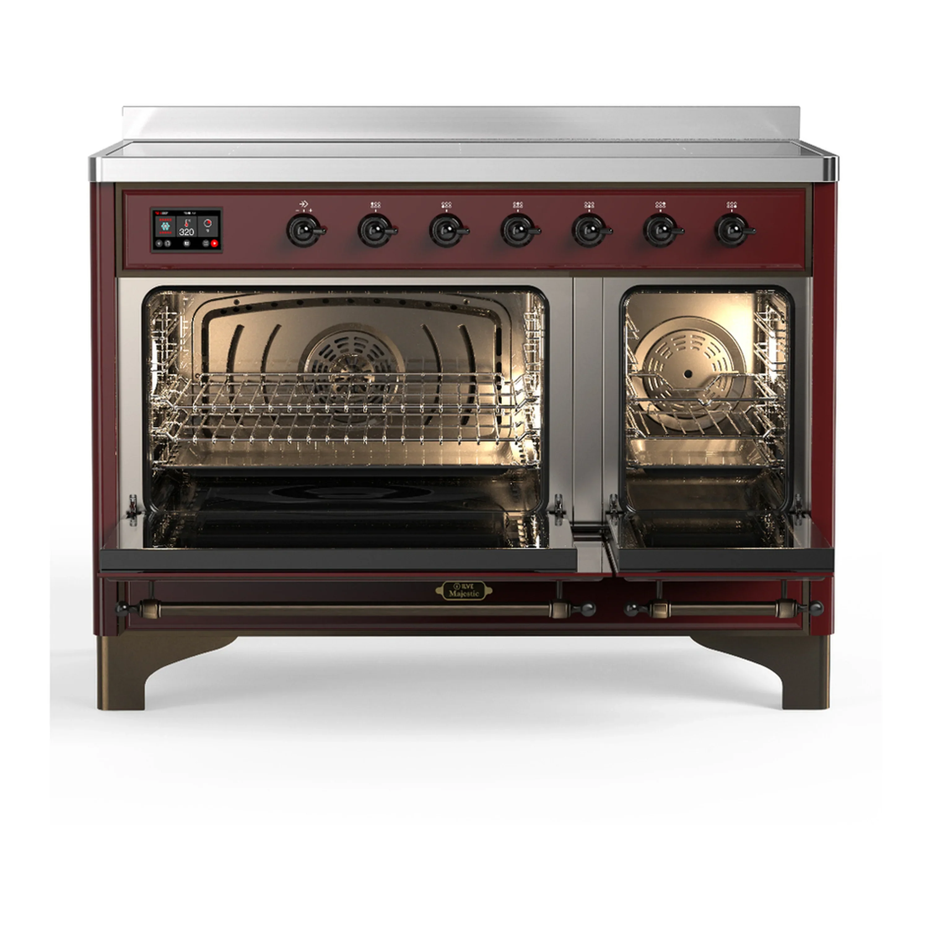 ILVE Majestic III 48-Inch Induction Range with 6 Induction Elements and Solid Door Electric Oven in Burgundy with Burnished Trim (UMIB48QNR3BUB) - Image 6