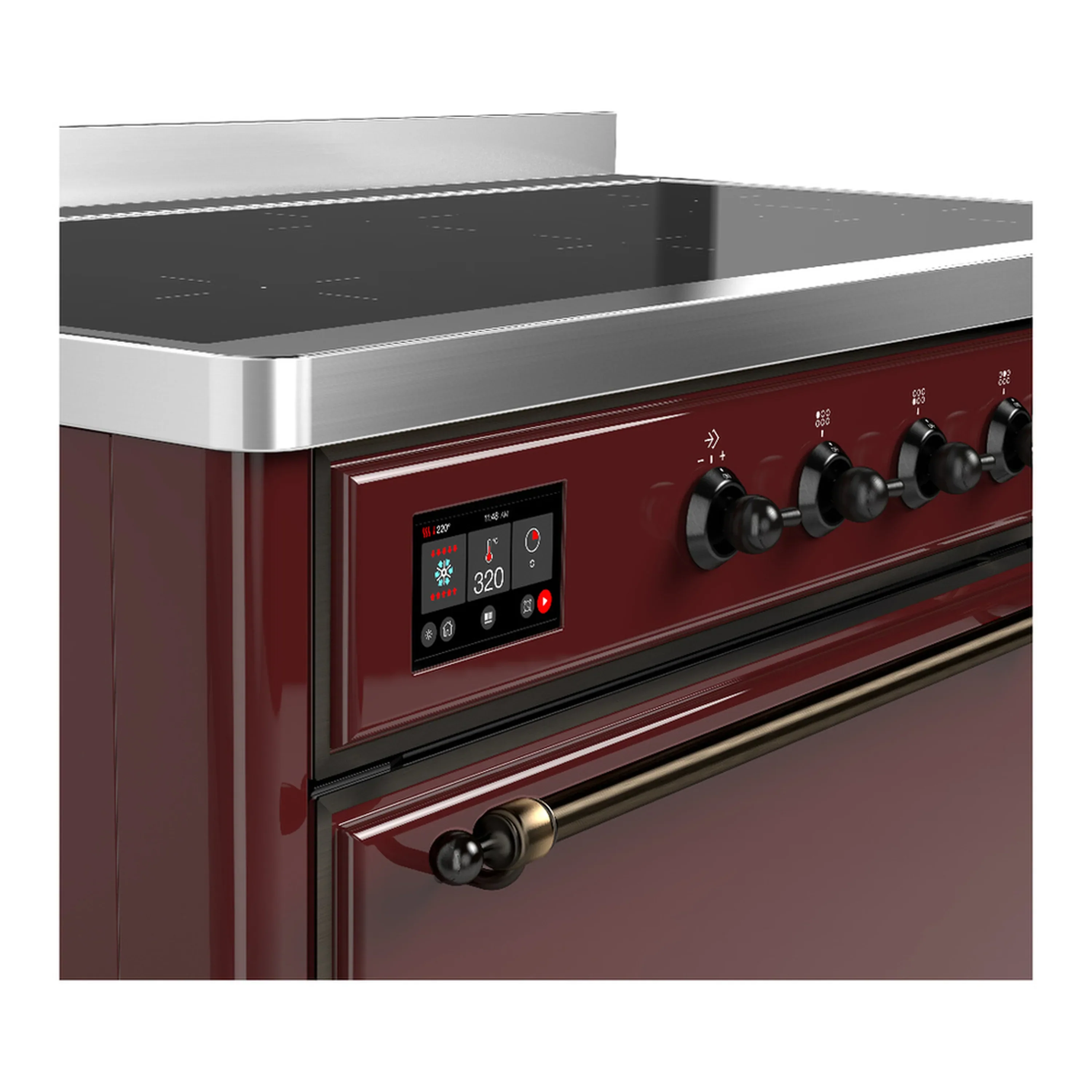 ILVE Majestic III 48-Inch Induction Range with 6 Induction Elements and Solid Door Electric Oven in Burgundy with Burnished Trim (UMIB48QNR3BUB) - Image 7