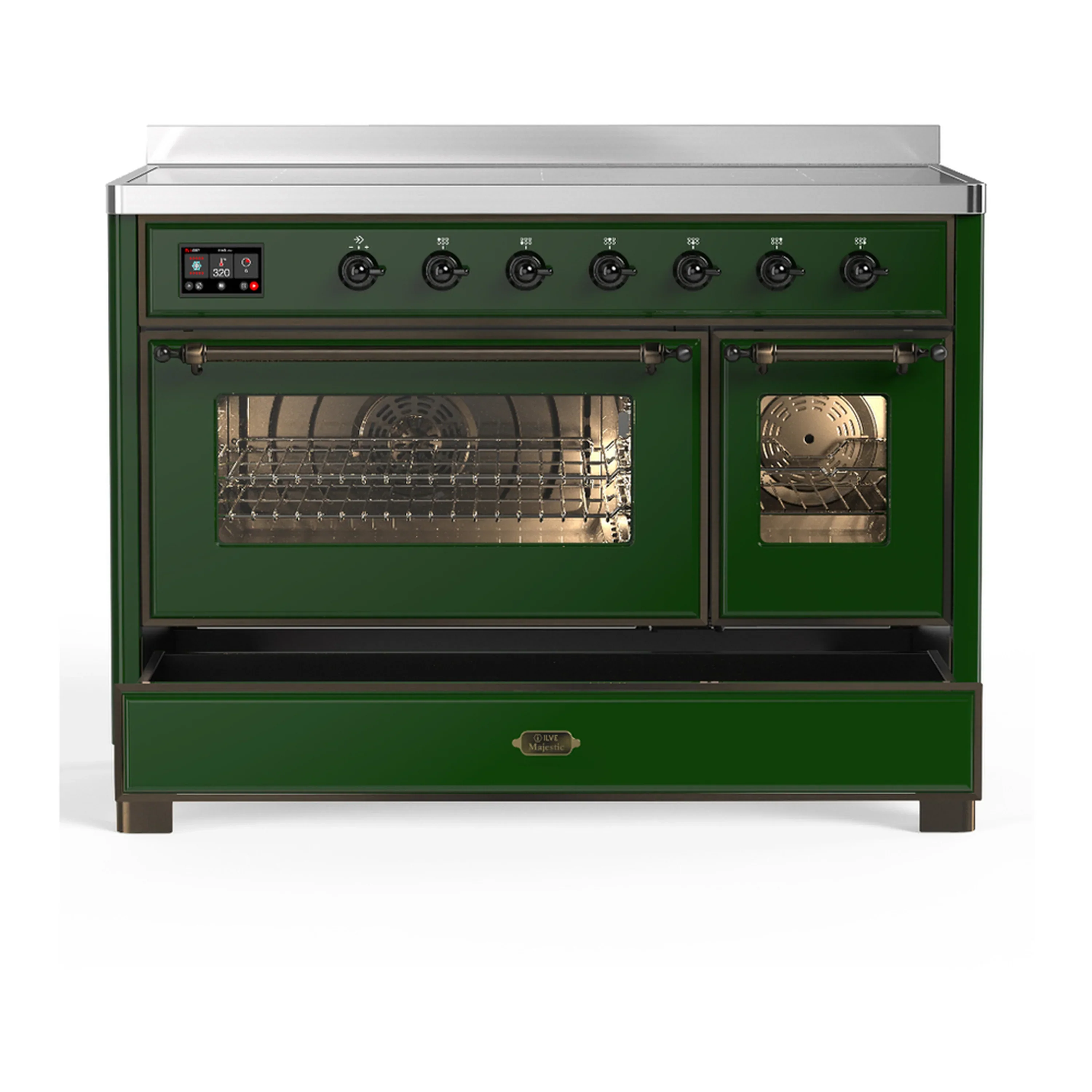 ILVE Majestic III 48-Inch Induction Range with 6 Induction Elements and Triple Glass Door Electric Oven in Emerald Green with Burnished Trim (UMIB48NR3EGB) - Image 3
