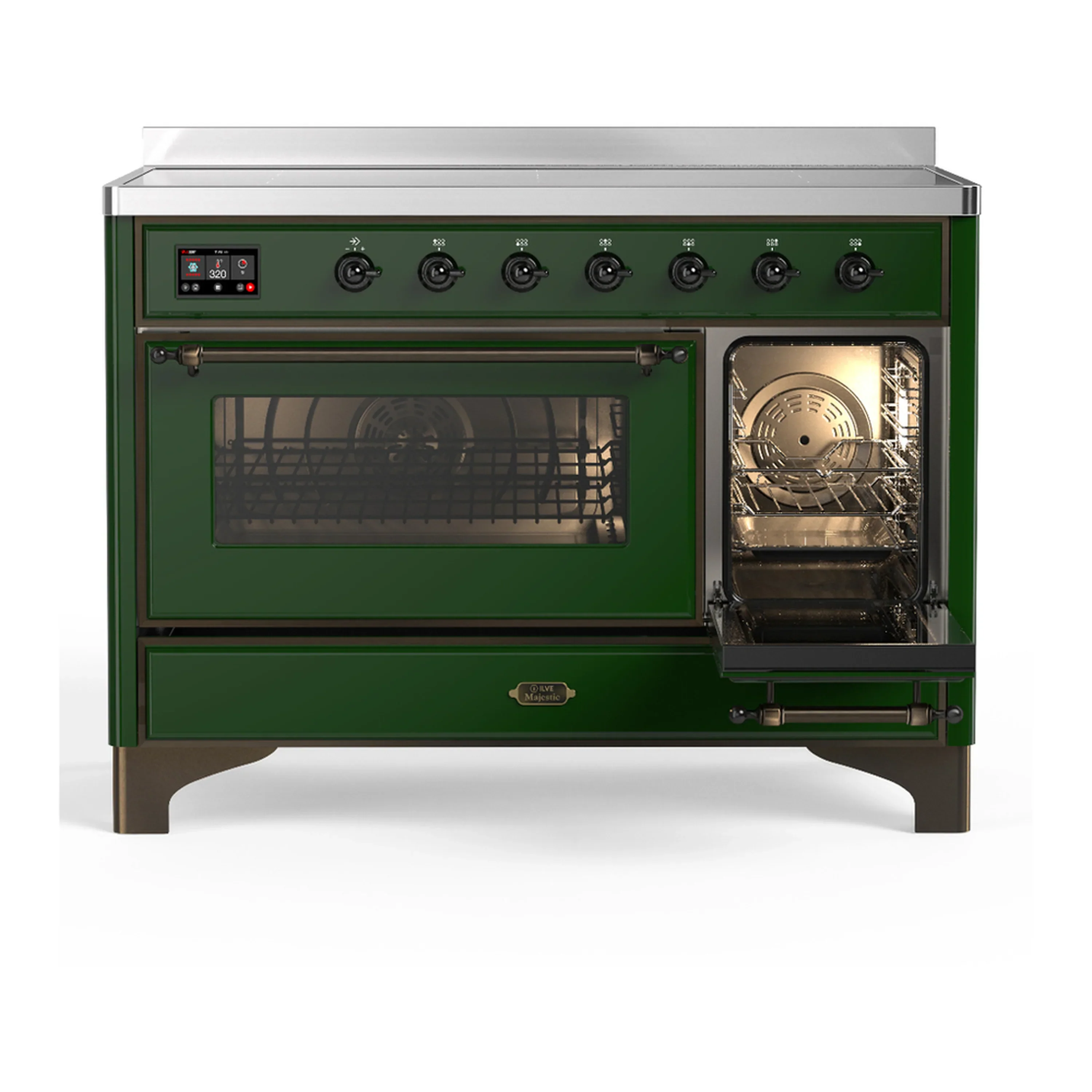 ILVE Majestic III 48-Inch Induction Range with 6 Induction Elements and Triple Glass Door Electric Oven in Emerald Green with Burnished Trim (UMIB48NR3EGB) - Image 4