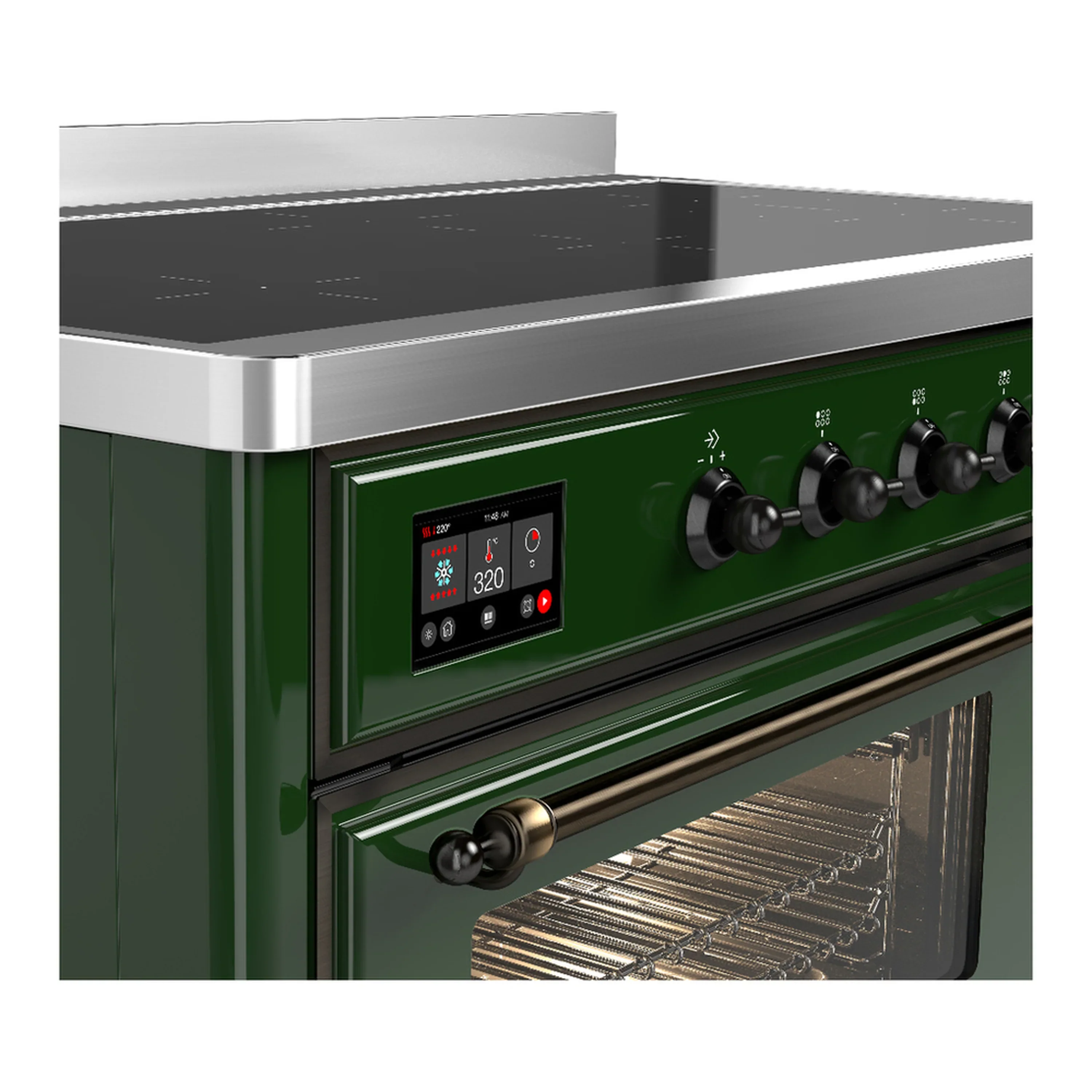 ILVE Majestic III 48-Inch Induction Range with 6 Induction Elements and Triple Glass Door Electric Oven in Emerald Green with Burnished Trim (UMIB48NR3EGB) - Image 7
