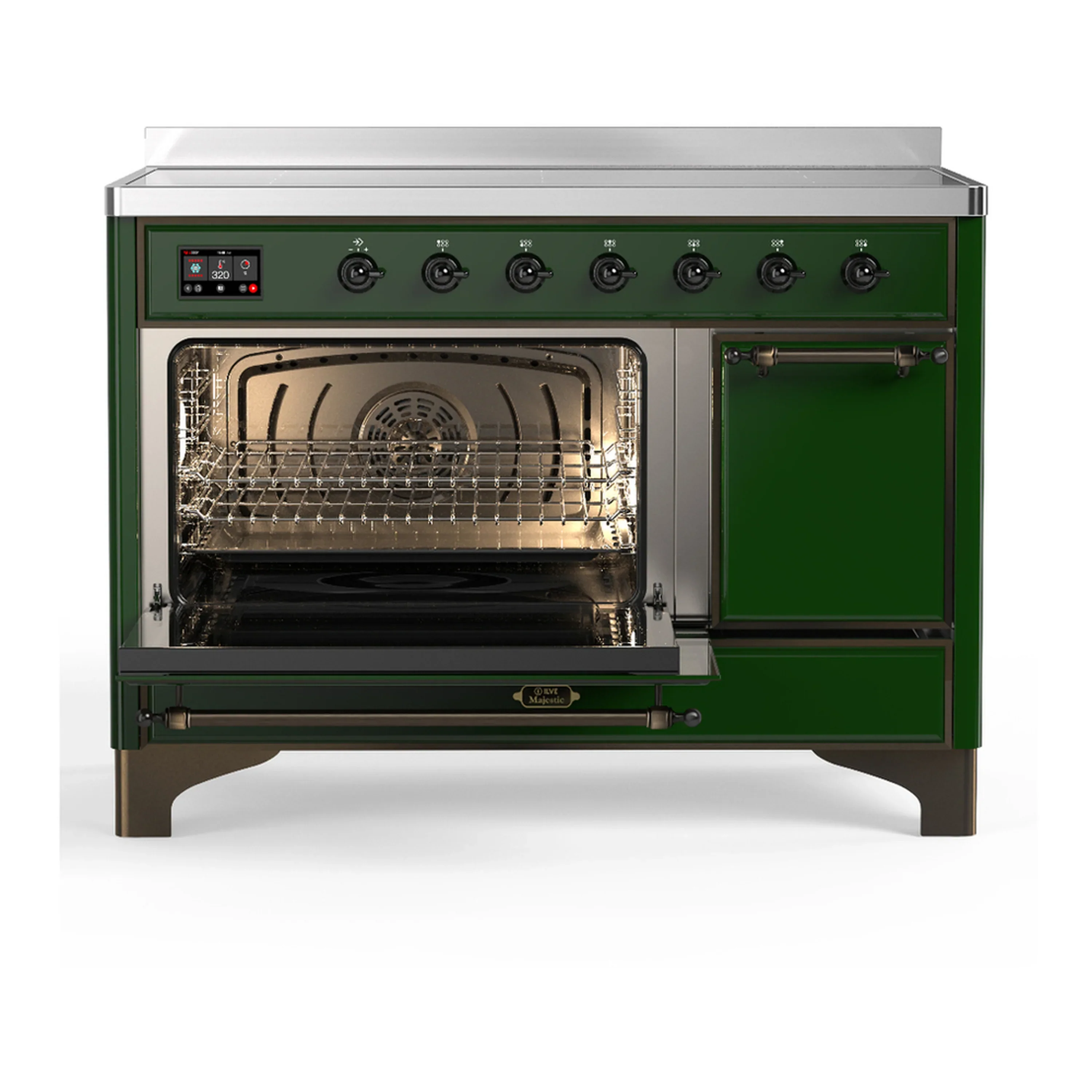 ILVE Majestic III 48-Inch Induction Range with 6 Induction Elements and Solid Door Electric Oven in Emerald Green with Burnished Trim (UMIB48QNR3EGB) - Image 5