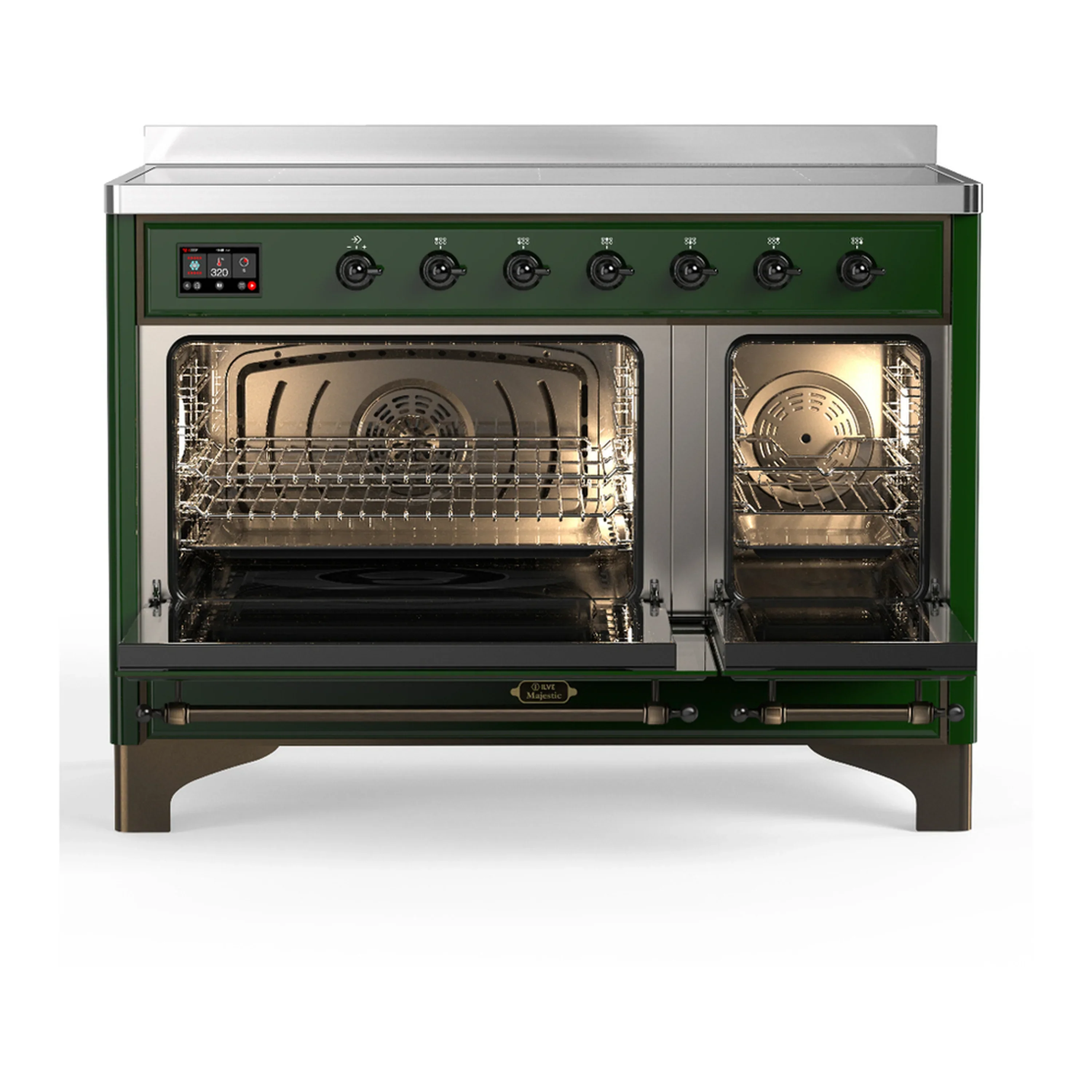 ILVE Majestic III 48-Inch Induction Range with 6 Induction Elements and Solid Door Electric Oven in Emerald Green with Burnished Trim (UMIB48QNR3EGB) - Image 6