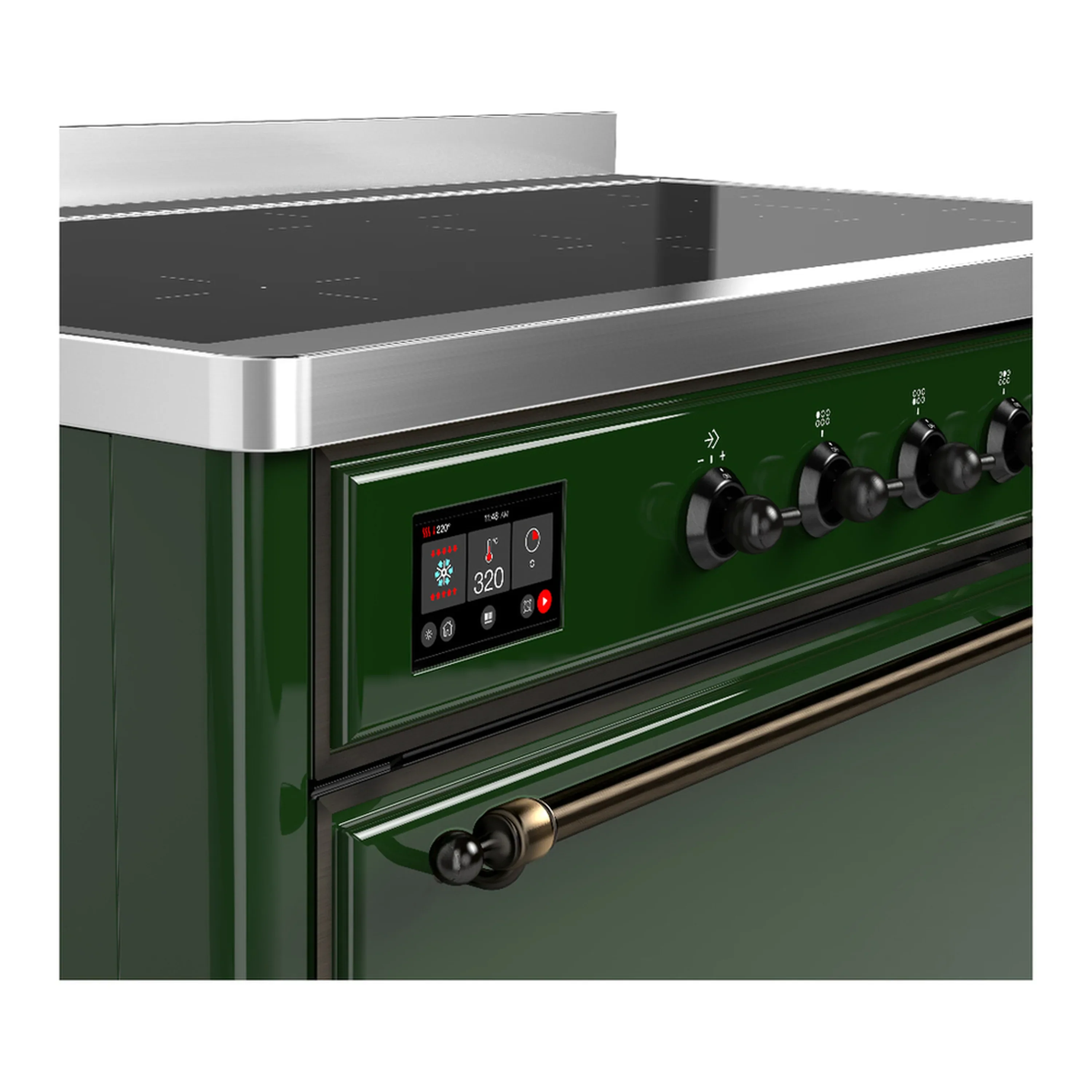 ILVE Majestic III 48-Inch Induction Range with 6 Induction Elements and Solid Door Electric Oven in Emerald Green with Burnished Trim (UMIB48QNR3EGB) - Image 7