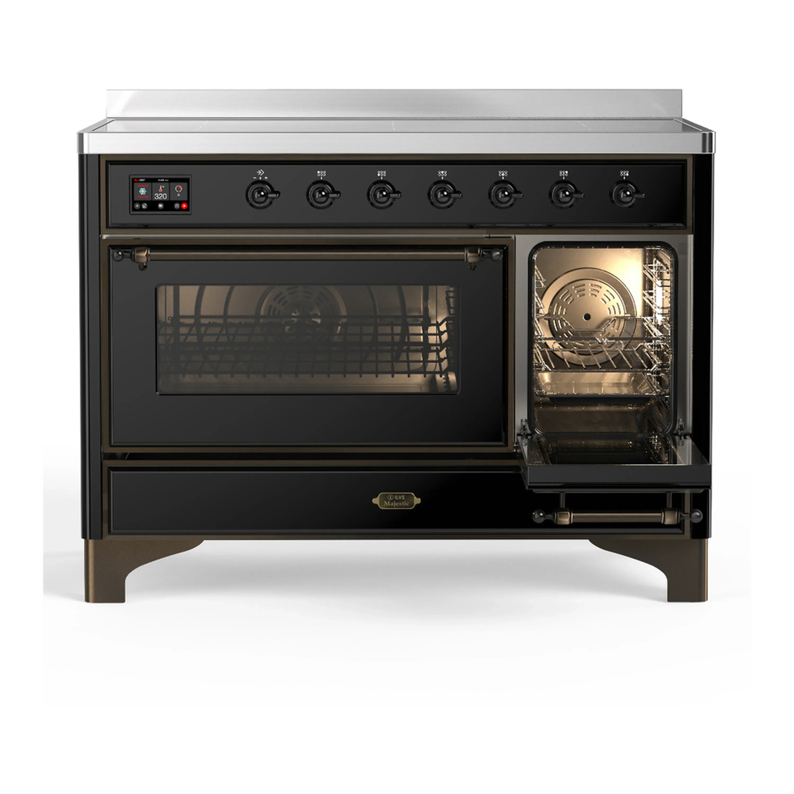 ILVE Majestic III 48-Inch Induction Range with 6 Induction Elements and Triple Glass Door Electric Oven in Glossy Black with Burnished Trim (UMIB48NR3BKB) - Image 4