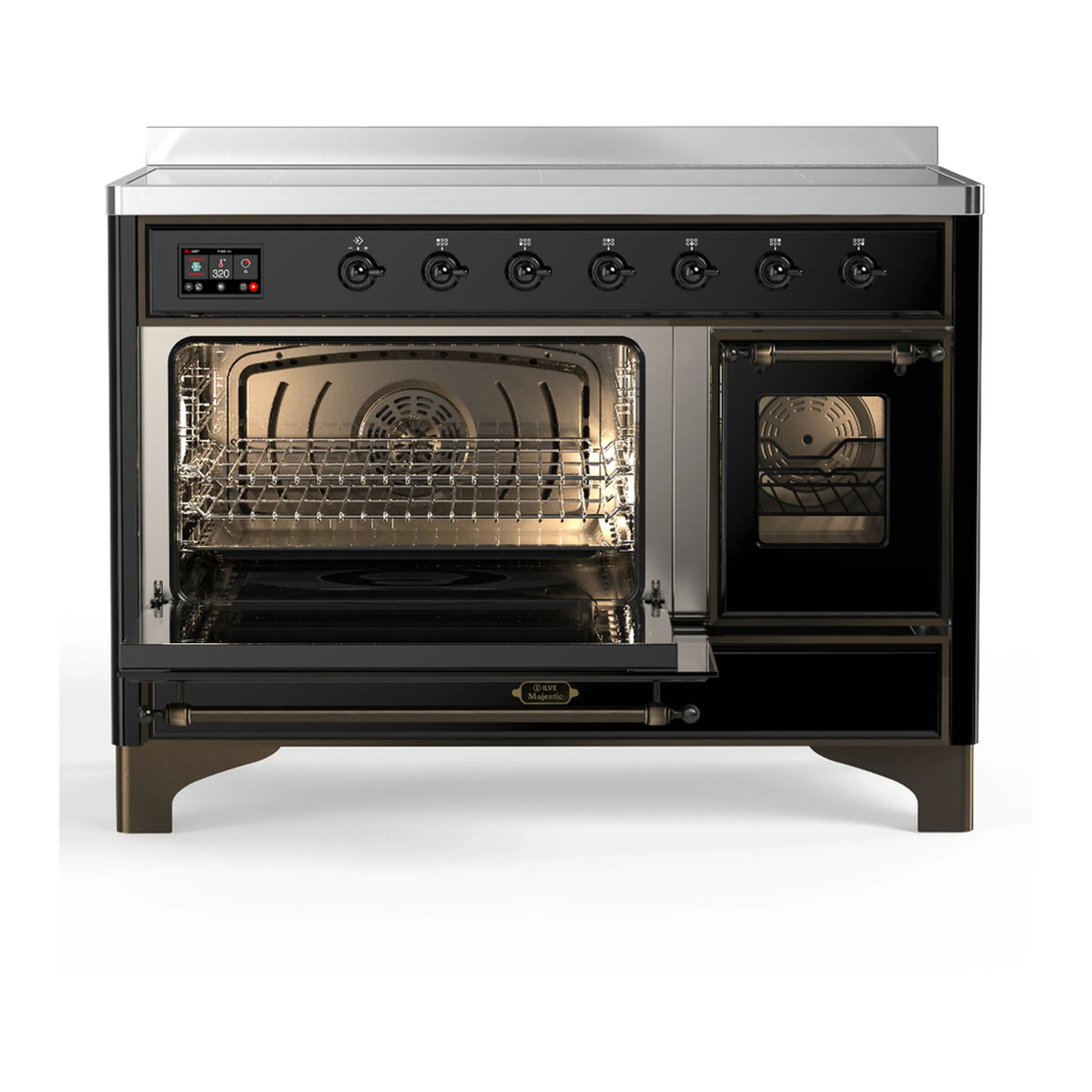 ILVE Majestic III 48-Inch Induction Range with 6 Induction Elements and Triple Glass Door Electric Oven in Glossy Black with Burnished Trim (UMIB48NR3BKB) - Image 5