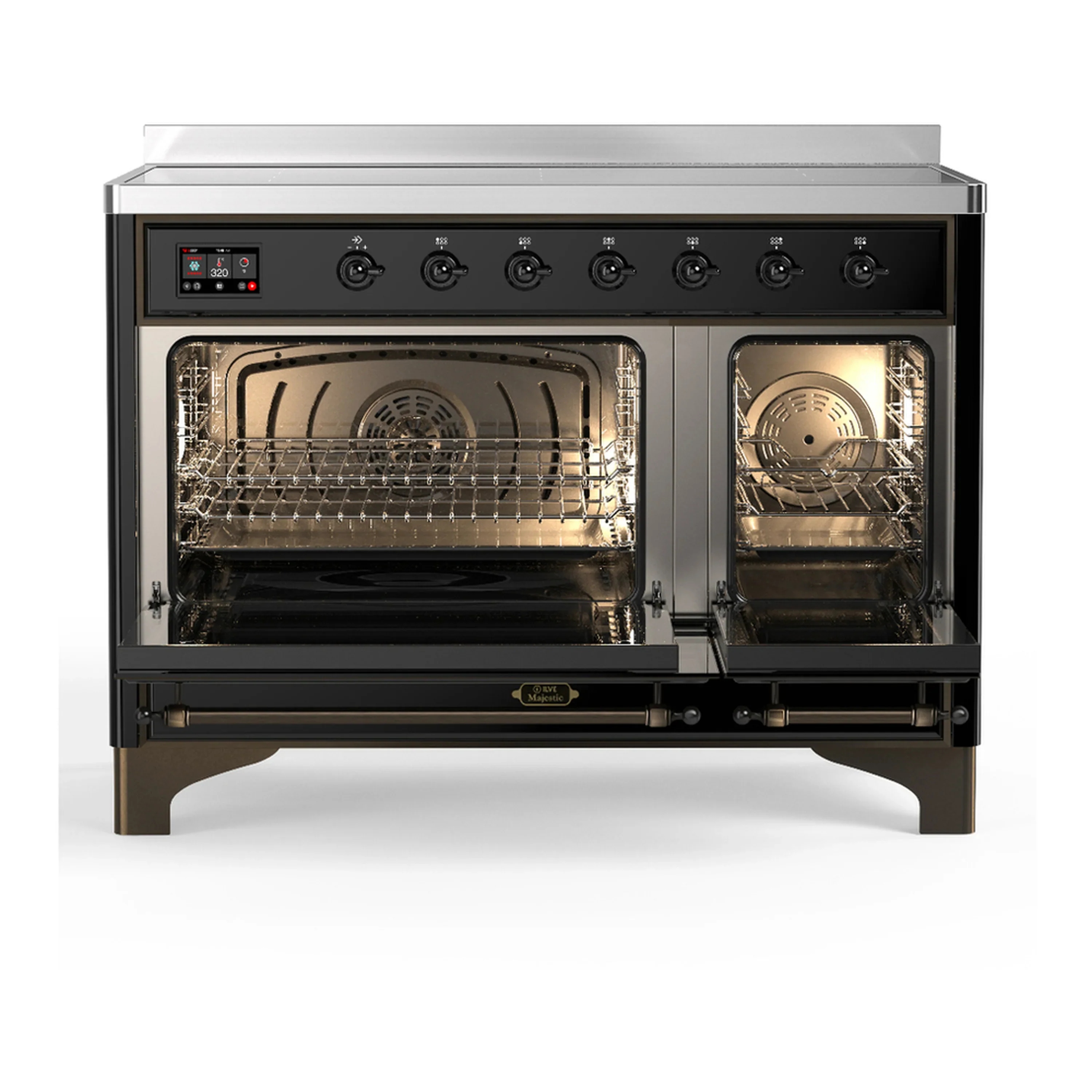 ILVE Majestic III 48-Inch Induction Range with 6 Induction Elements and Triple Glass Door Electric Oven in Glossy Black with Burnished Trim (UMIB48NR3BKB) - Image 6