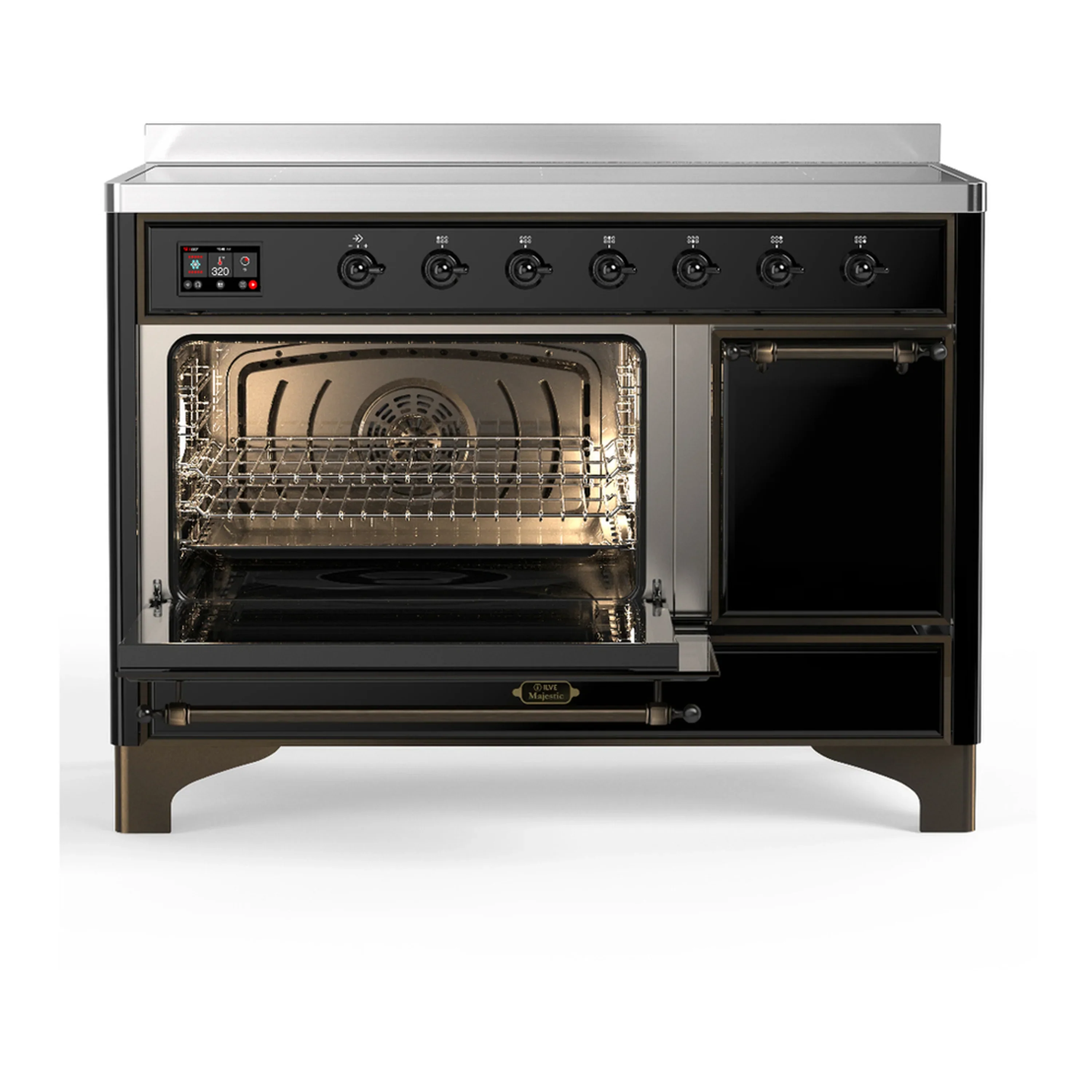 ILVE Majestic III 48-Inch Induction Range with 6 Induction Elements and Solid Door Electric Oven in Glossy Black with Burnished Trim (UMIB48QNR3BKB) - Image 5
