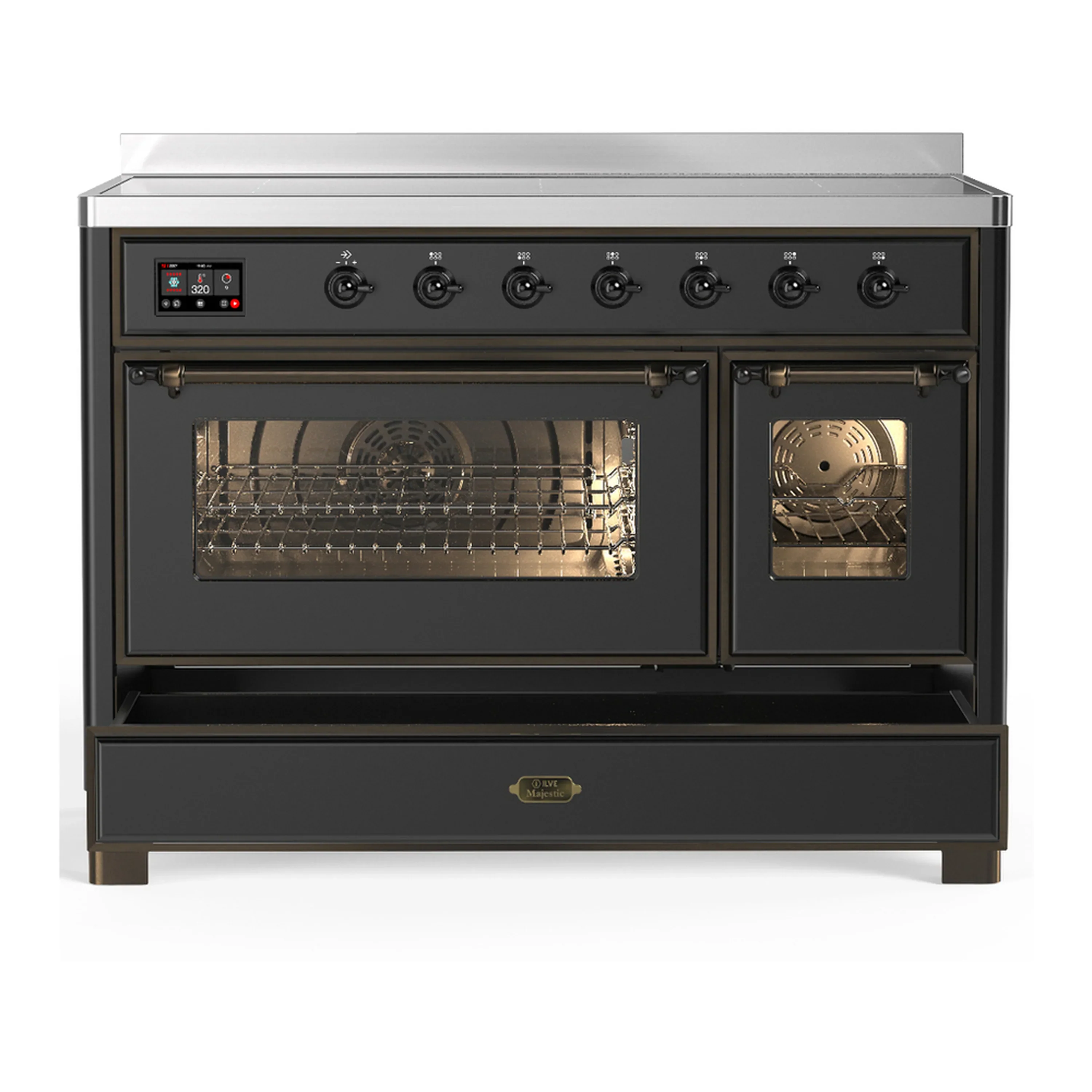 ILVE Majestic III 48-Inch Induction Range with 6 Induction Elements and Triple Glass Door Electric Oven in Matte Graphite with Burnished Trim (UMIB48NR3MGB) - Image 3