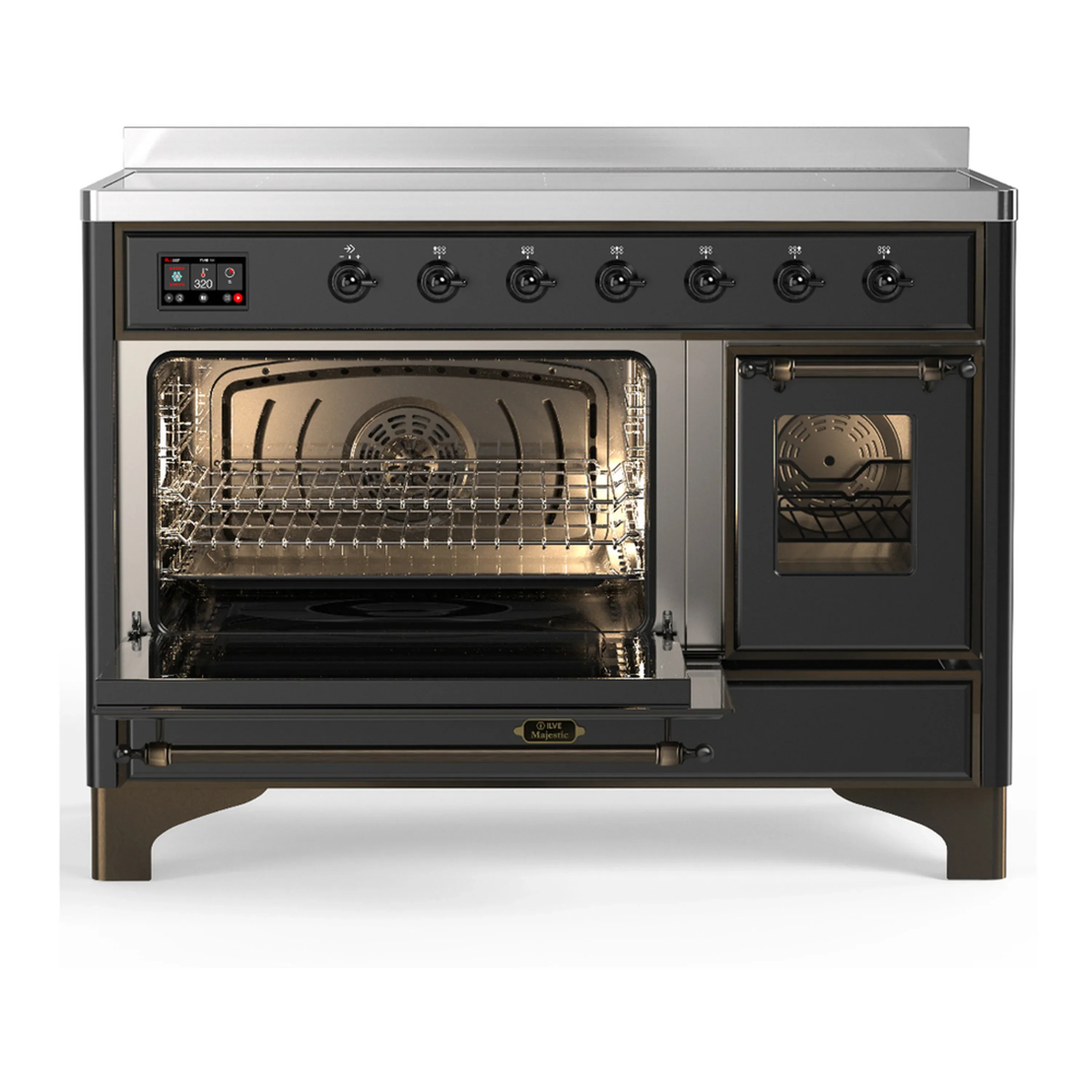 ILVE Majestic III 48-Inch Induction Range with 6 Induction Elements and Triple Glass Door Electric Oven in Matte Graphite with Burnished Trim (UMIB48NR3MGB) - Image 5