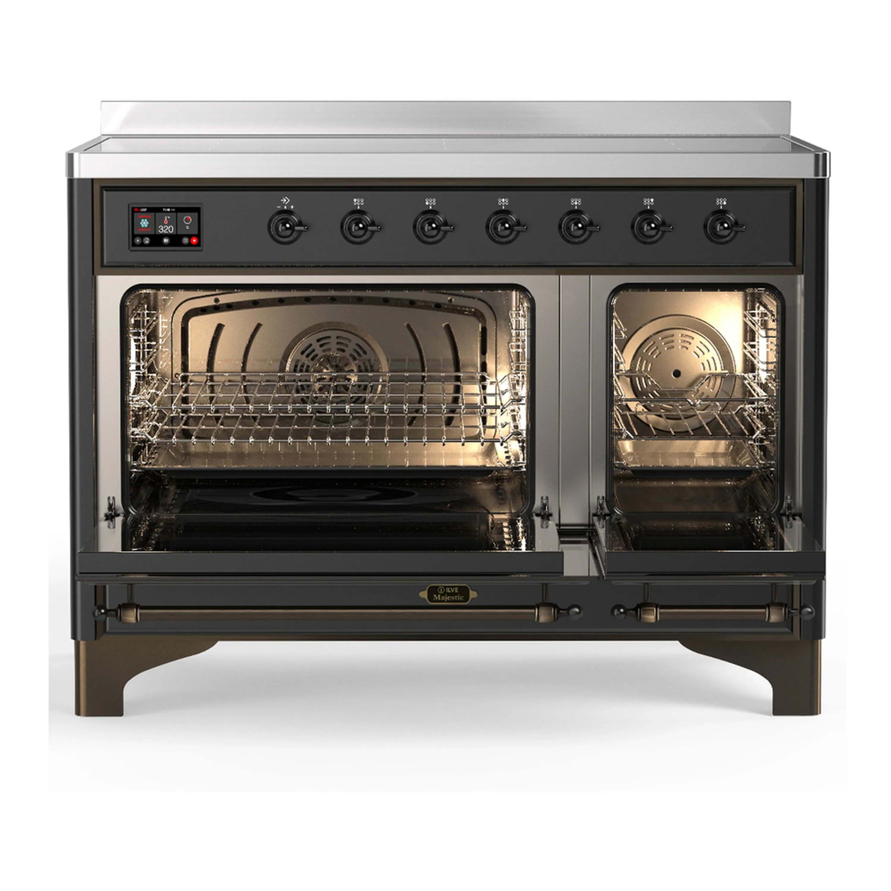 ILVE Majestic III 48-Inch Induction Range with 6 Induction Elements and Triple Glass Door Electric Oven in Matte Graphite with Burnished Trim (UMIB48NR3MGB) - Image 6