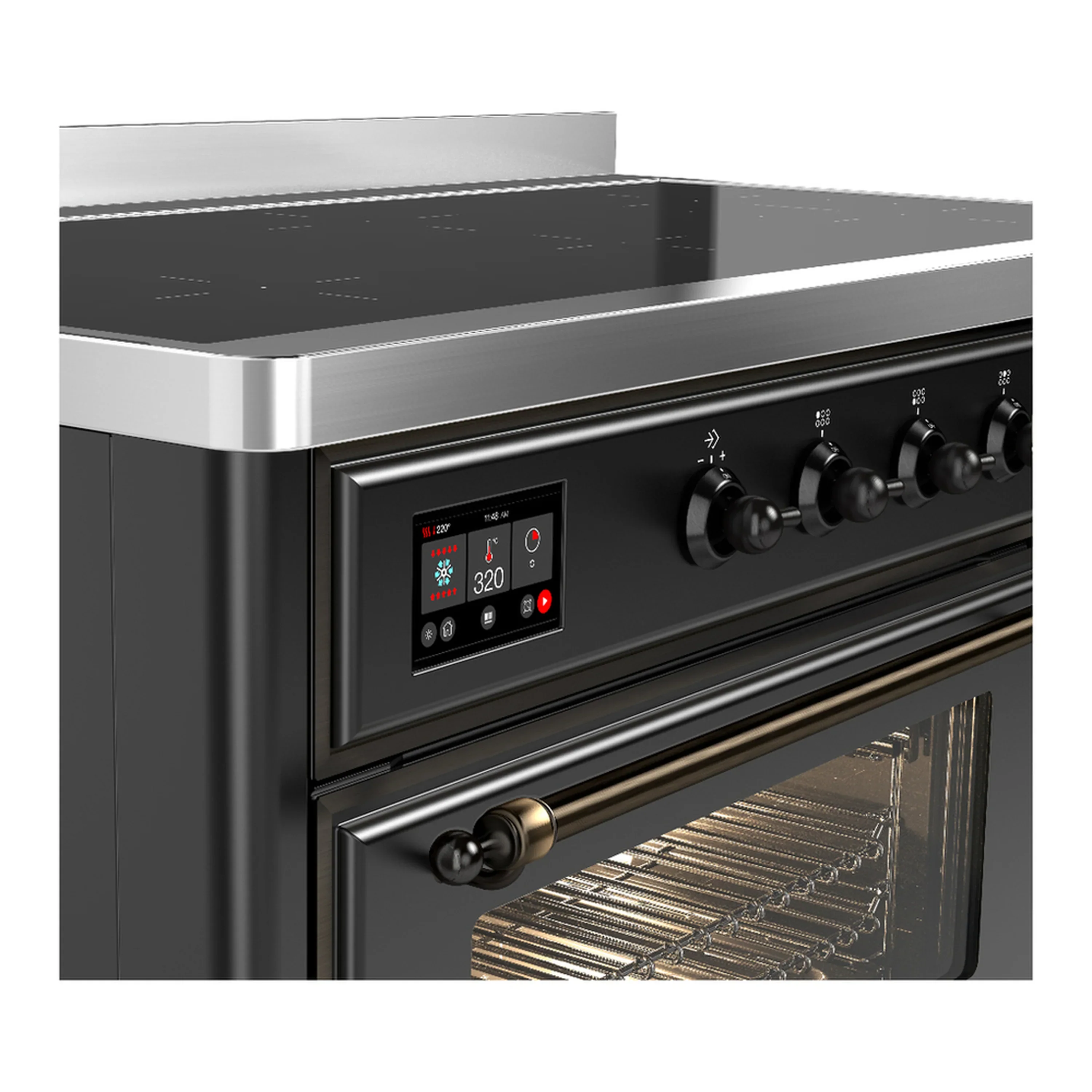 ILVE Majestic III 48-Inch Induction Range with 6 Induction Elements and Triple Glass Door Electric Oven in Matte Graphite with Burnished Trim (UMIB48NR3MGB) - Image 7
