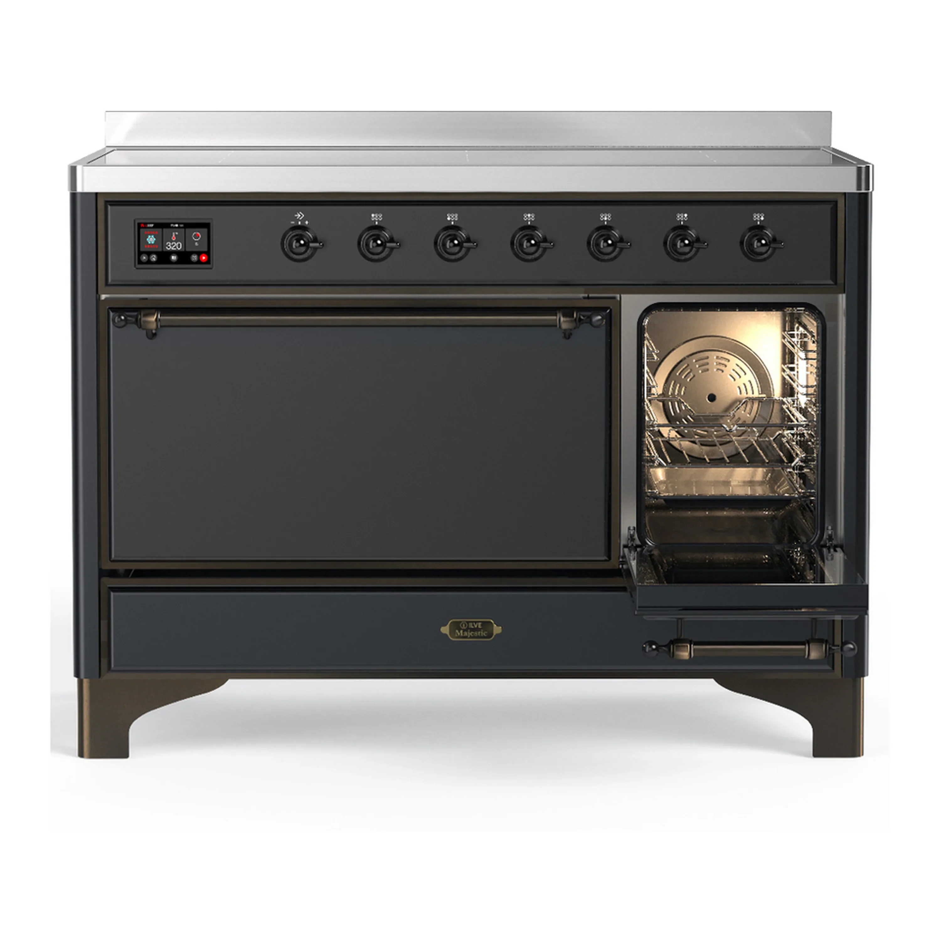 ILVE Majestic III 48-Inch Induction Range with 6 Induction Elements and Solid Door Electric Oven in Matte Graphite with Burnished Trim (UMIB48QNR3MGB) - Image 4