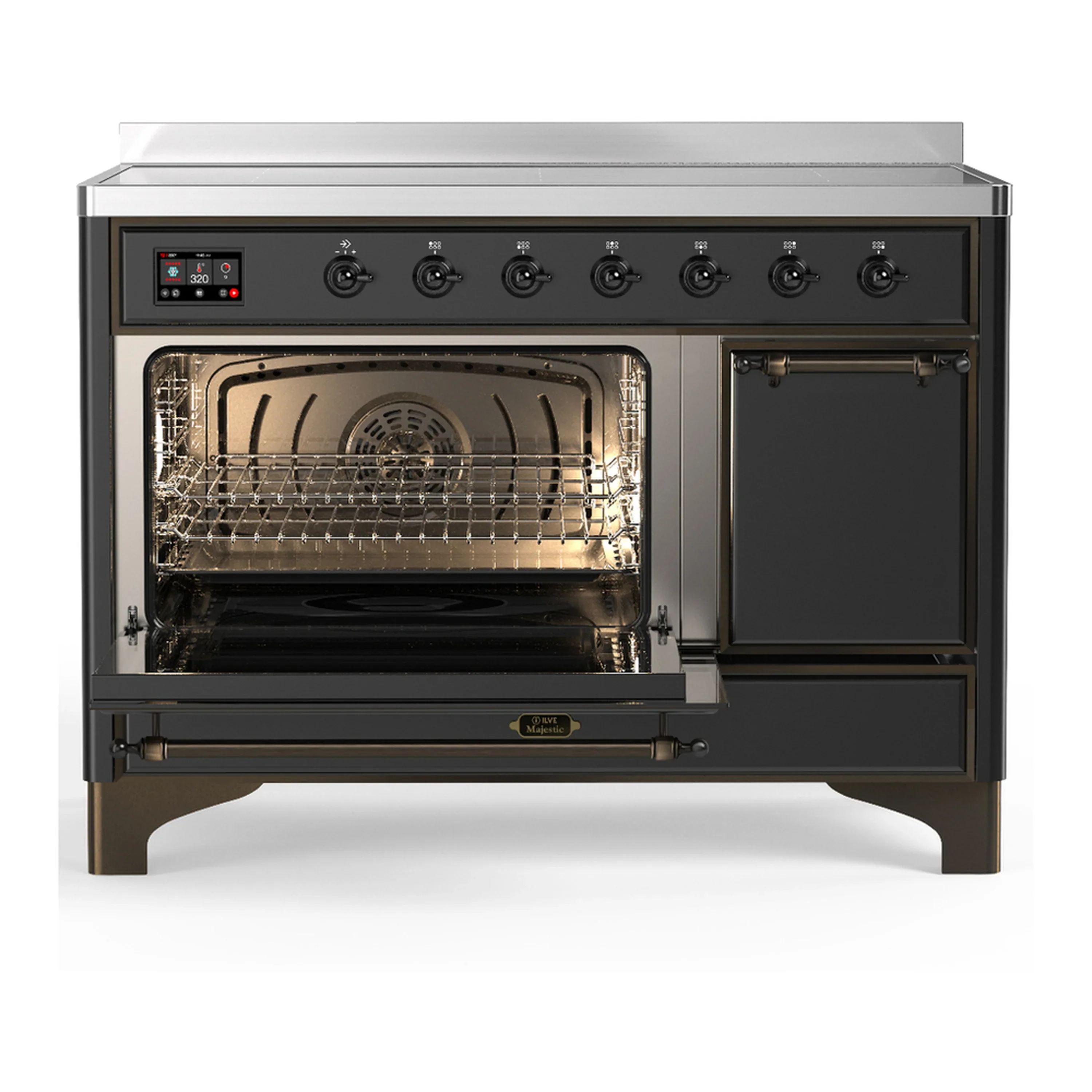 ILVE Majestic III 48-Inch Induction Range with 6 Induction Elements and Solid Door Electric Oven in Matte Graphite with Burnished Trim (UMIB48QNR3MGB) - Image 5