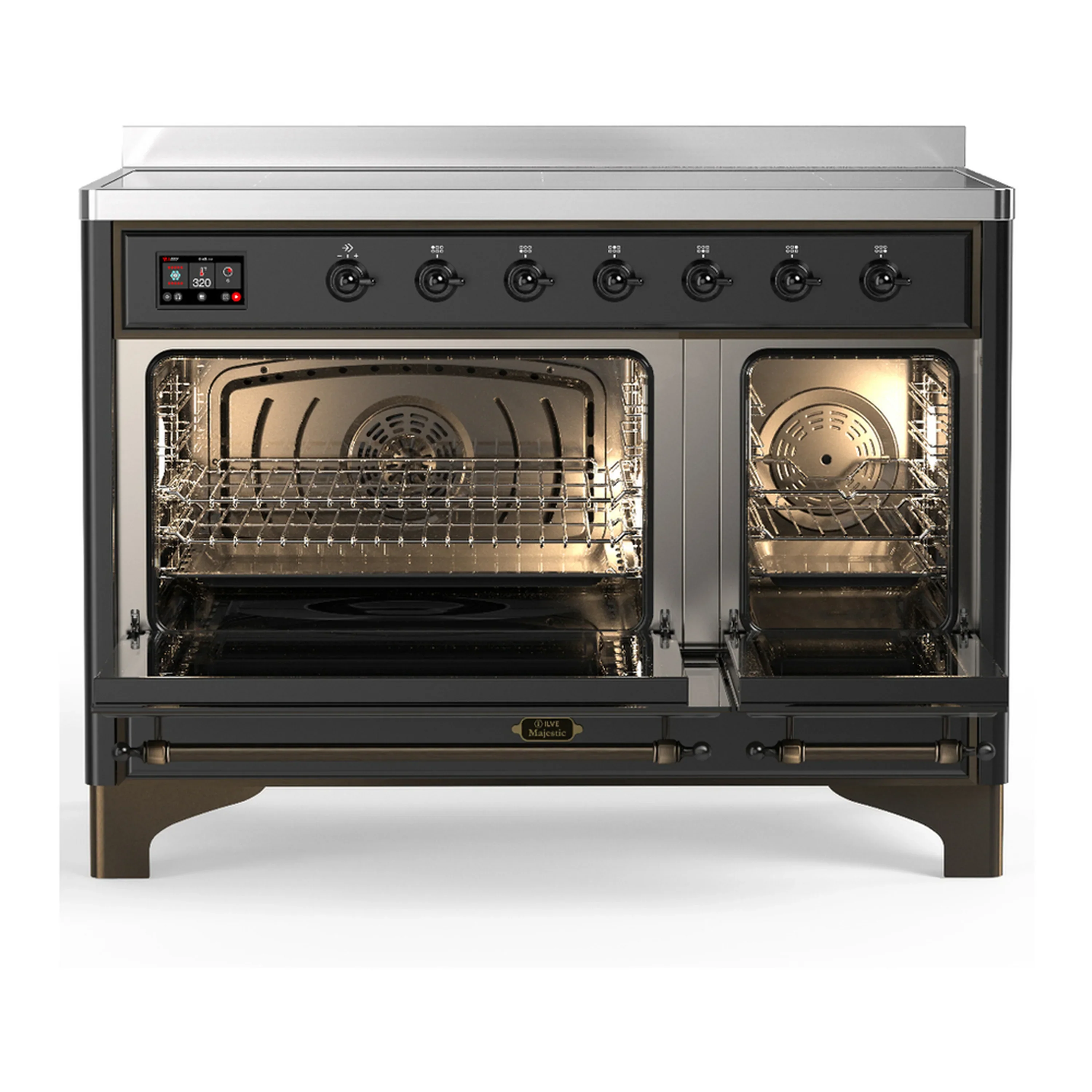 ILVE Majestic III 48-Inch Induction Range with 6 Induction Elements and Solid Door Electric Oven in Matte Graphite with Burnished Trim (UMIB48QNR3MGB) - Image 6