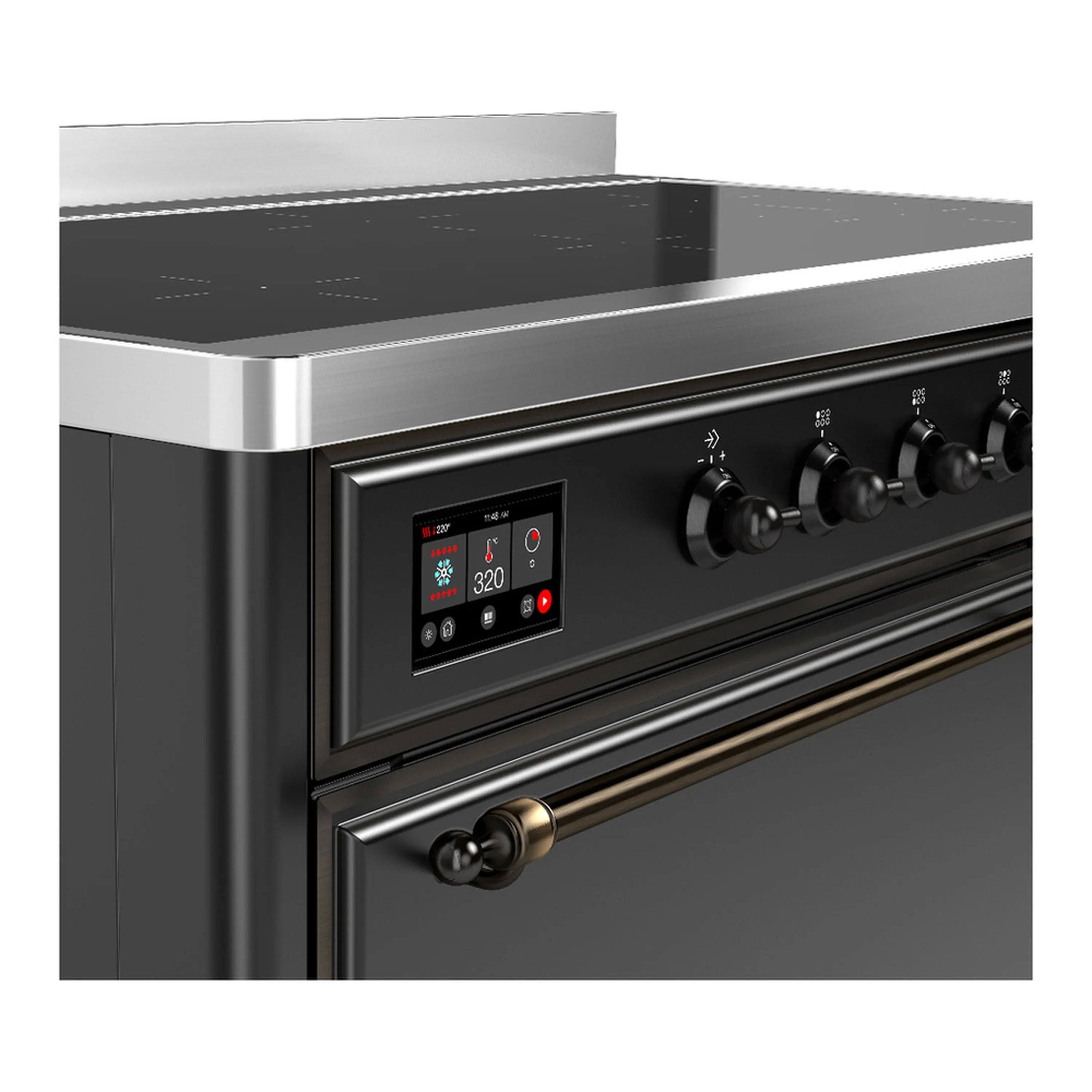 ILVE Majestic III 48-Inch Induction Range with 6 Induction Elements and Solid Door Electric Oven in Matte Graphite with Burnished Trim (UMIB48QNR3MGB) - Image 7