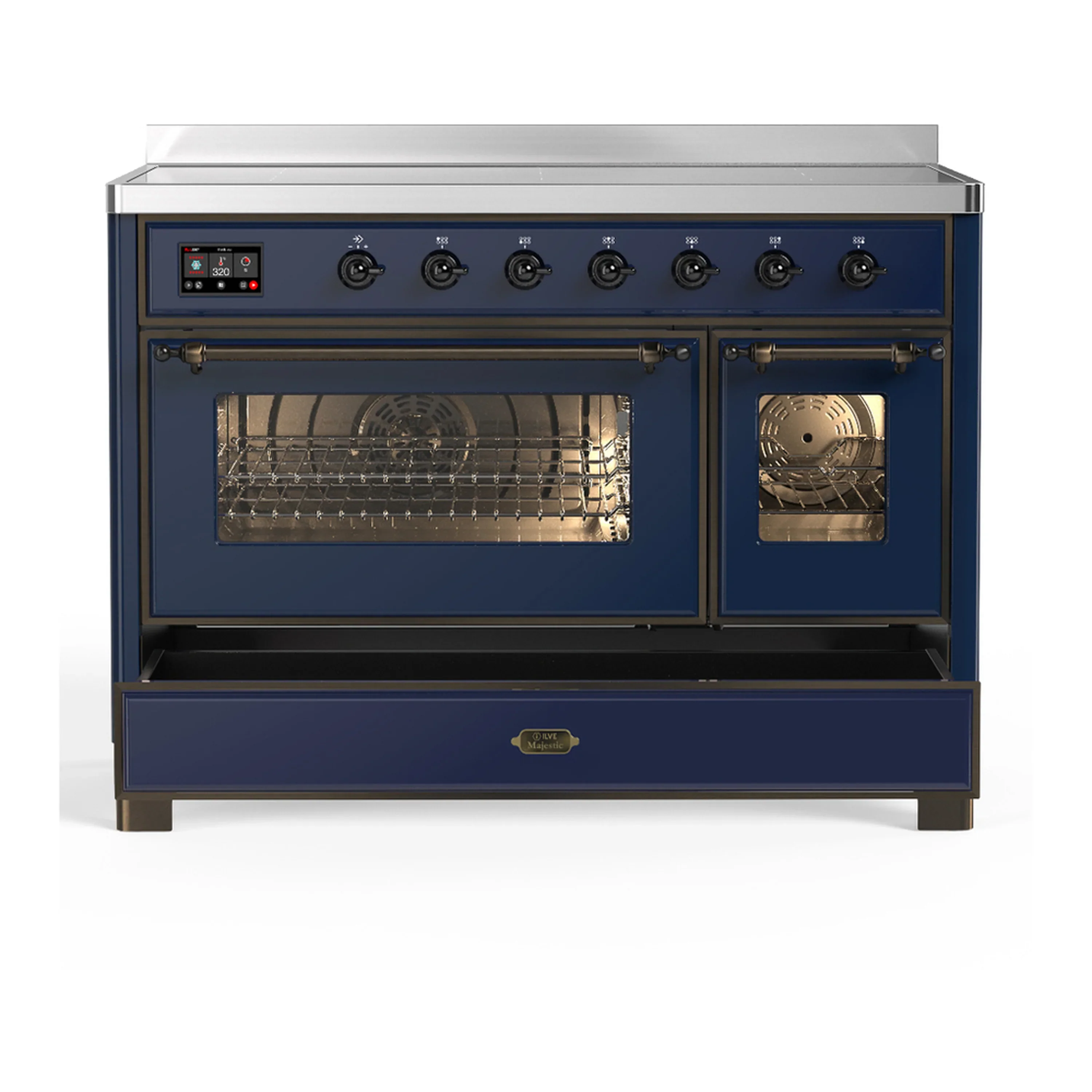 ILVE Majestic III 48-Inch Induction Range with 6 Induction Elements and Triple Glass Door Electric Oven in Mightnight Blue with Burnished Trim (UMIB48NR3MBB) - Image 3