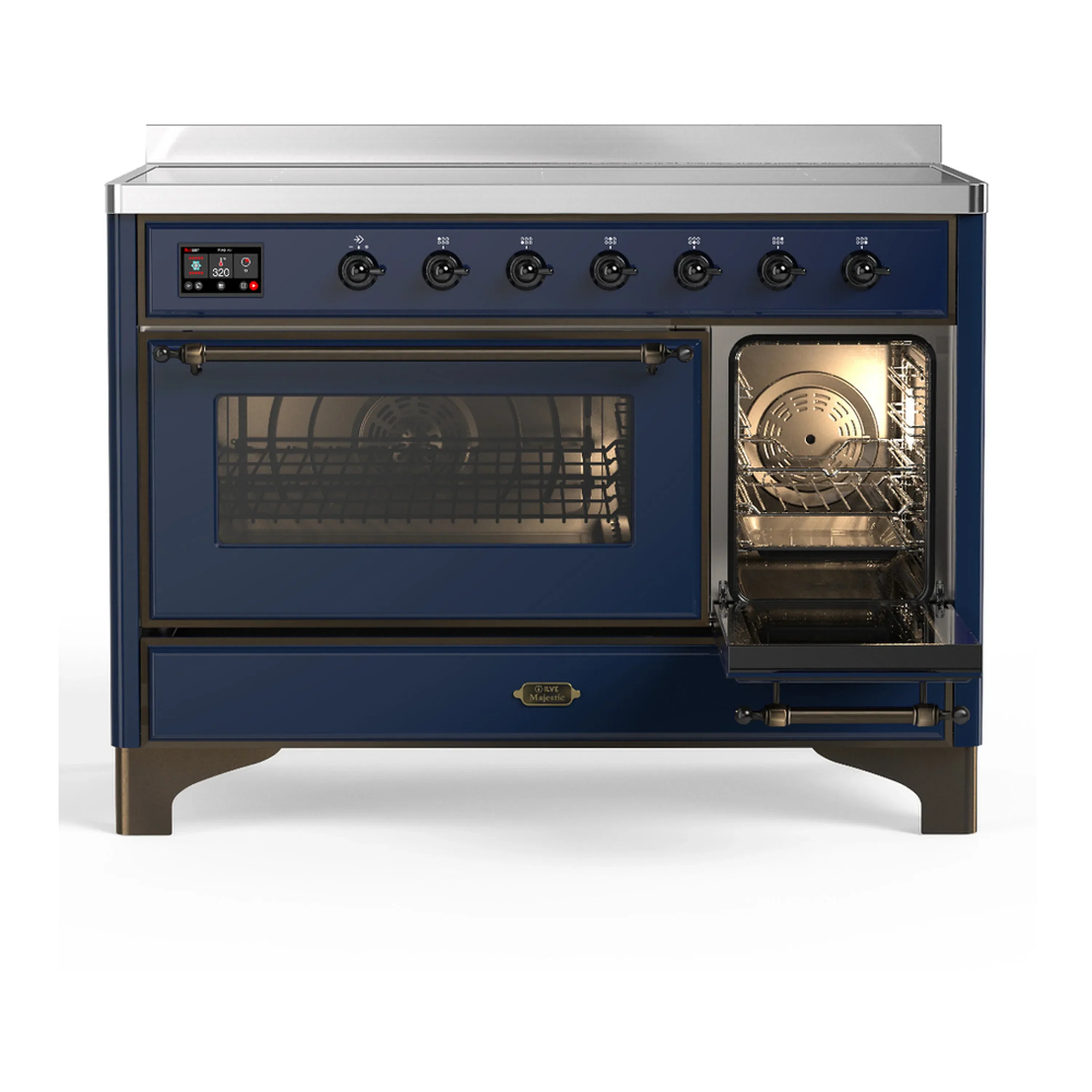 ILVE Majestic III 48-Inch Induction Range with 6 Induction Elements and Triple Glass Door Electric Oven in Mightnight Blue with Burnished Trim (UMIB48NR3MBB) - Image 4
