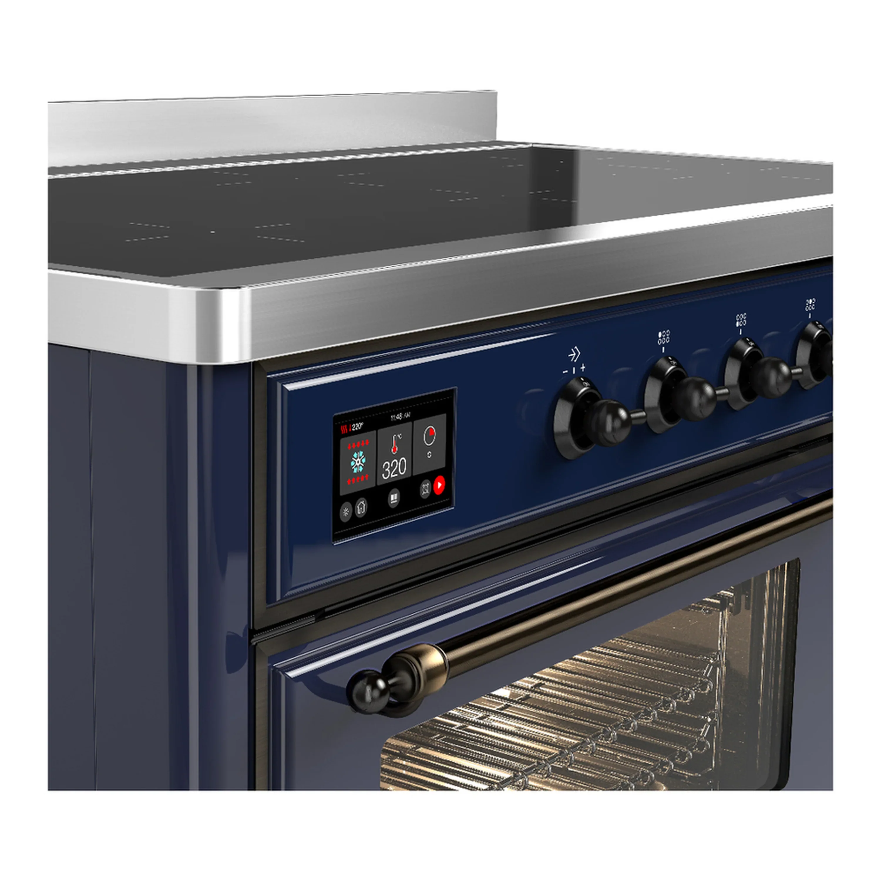 ILVE Majestic III 48-Inch Induction Range with 6 Induction Elements and Triple Glass Door Electric Oven in Mightnight Blue with Burnished Trim (UMIB48NR3MBB) - Image 7