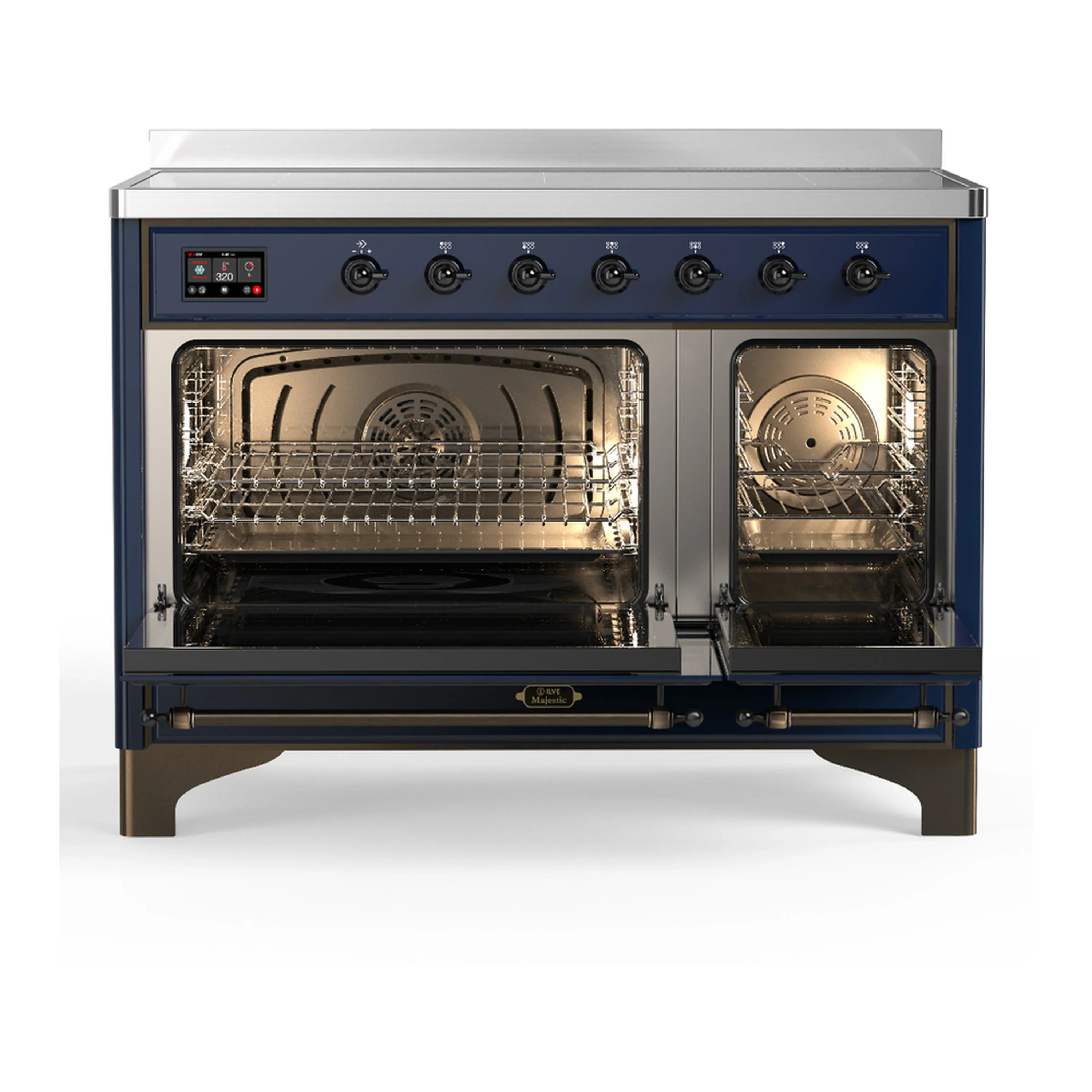 ILVE Majestic III 48-Inch Induction Range with 6 Induction Elements and Solid Door Electric Oven in Mightnight Blue with Burnished Trim (UMIB48QNR3MBB) - Image 6