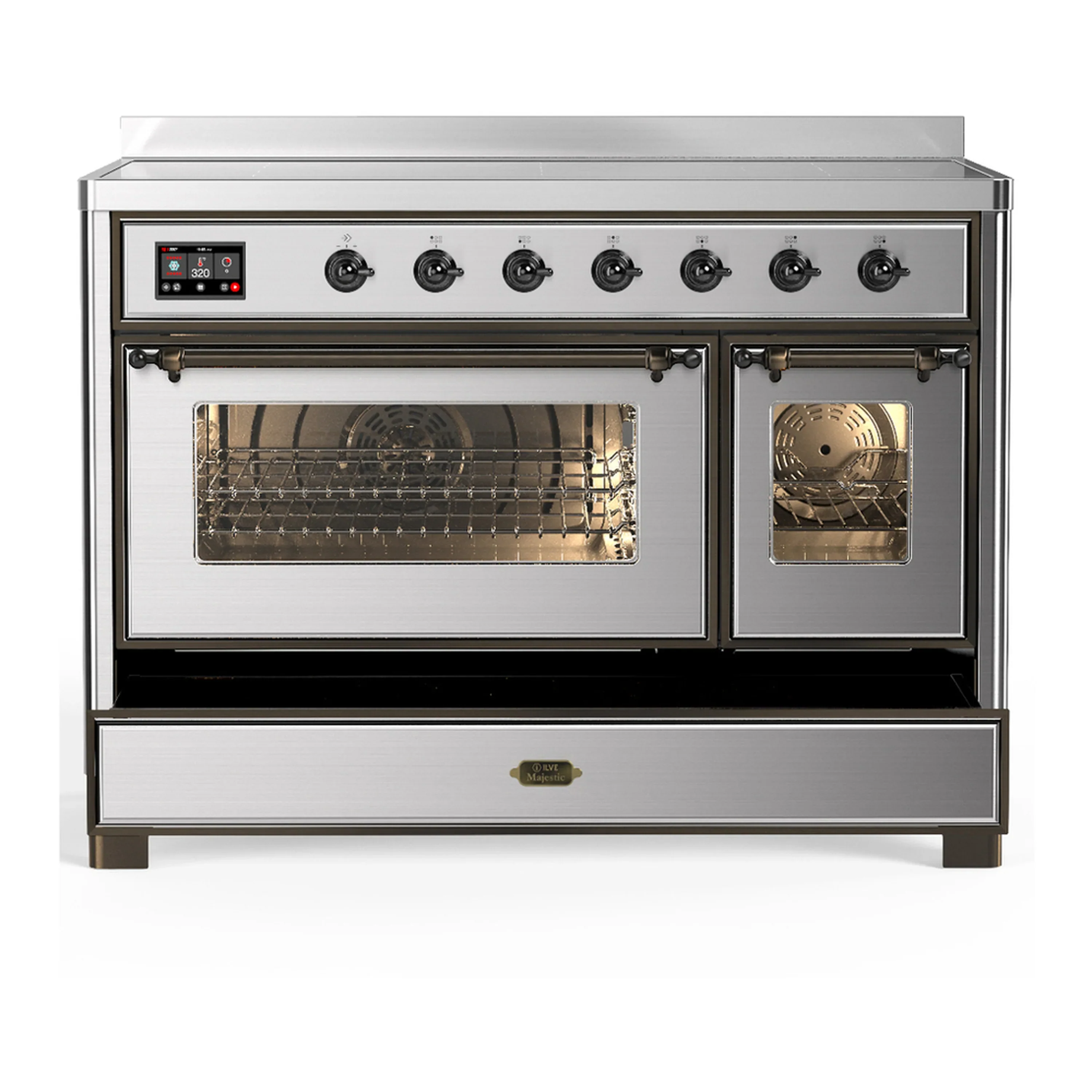 ILVE Majestic III 48-Inch Induction Range with 6 Induction Elements and Triple Glass Door Electric Oven in Stainless Steel with Burnished Trim (UMIB48NR3SSB) - Image 3