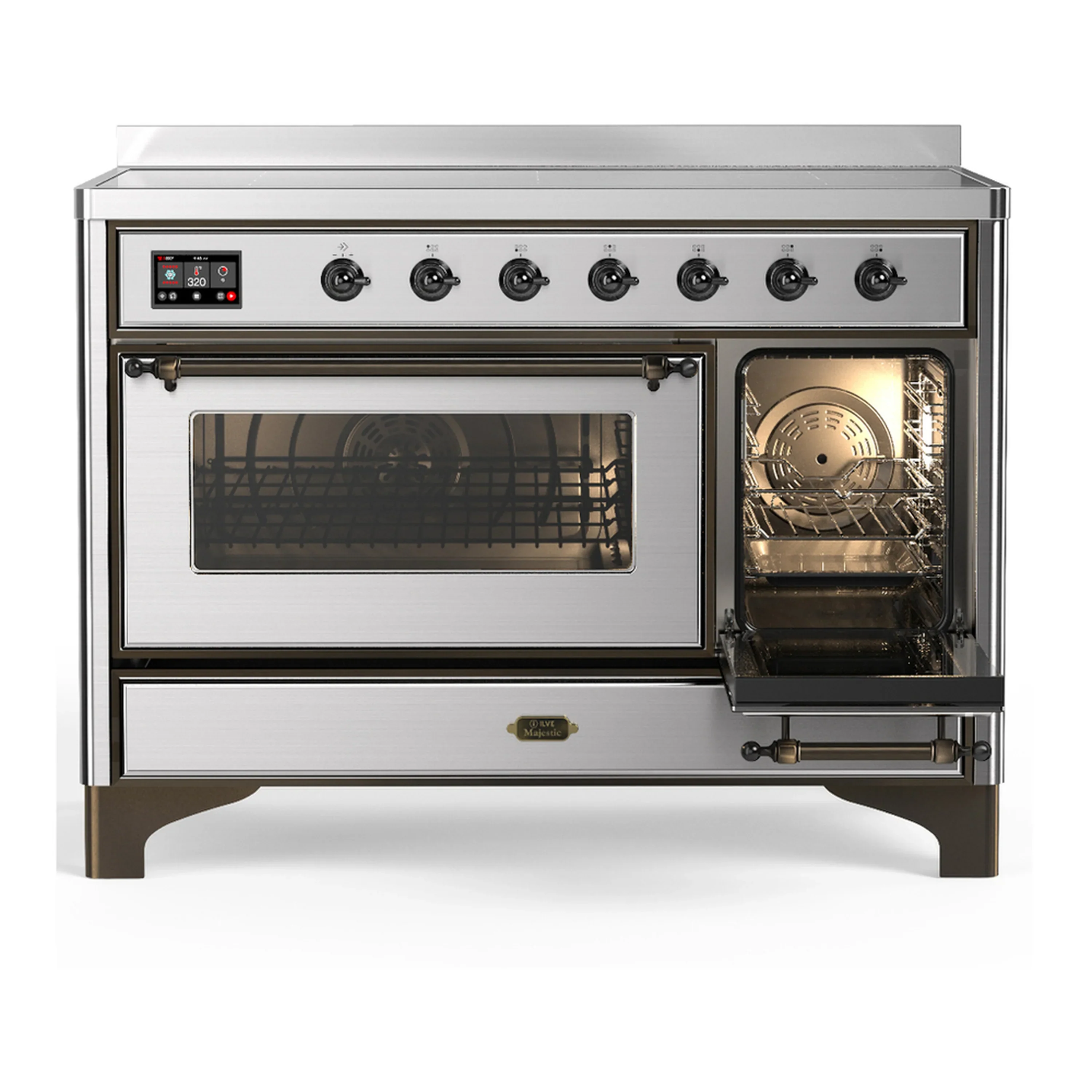 ILVE Majestic III 48-Inch Induction Range with 6 Induction Elements and Triple Glass Door Electric Oven in Stainless Steel with Burnished Trim (UMIB48NR3SSB) - Image 4