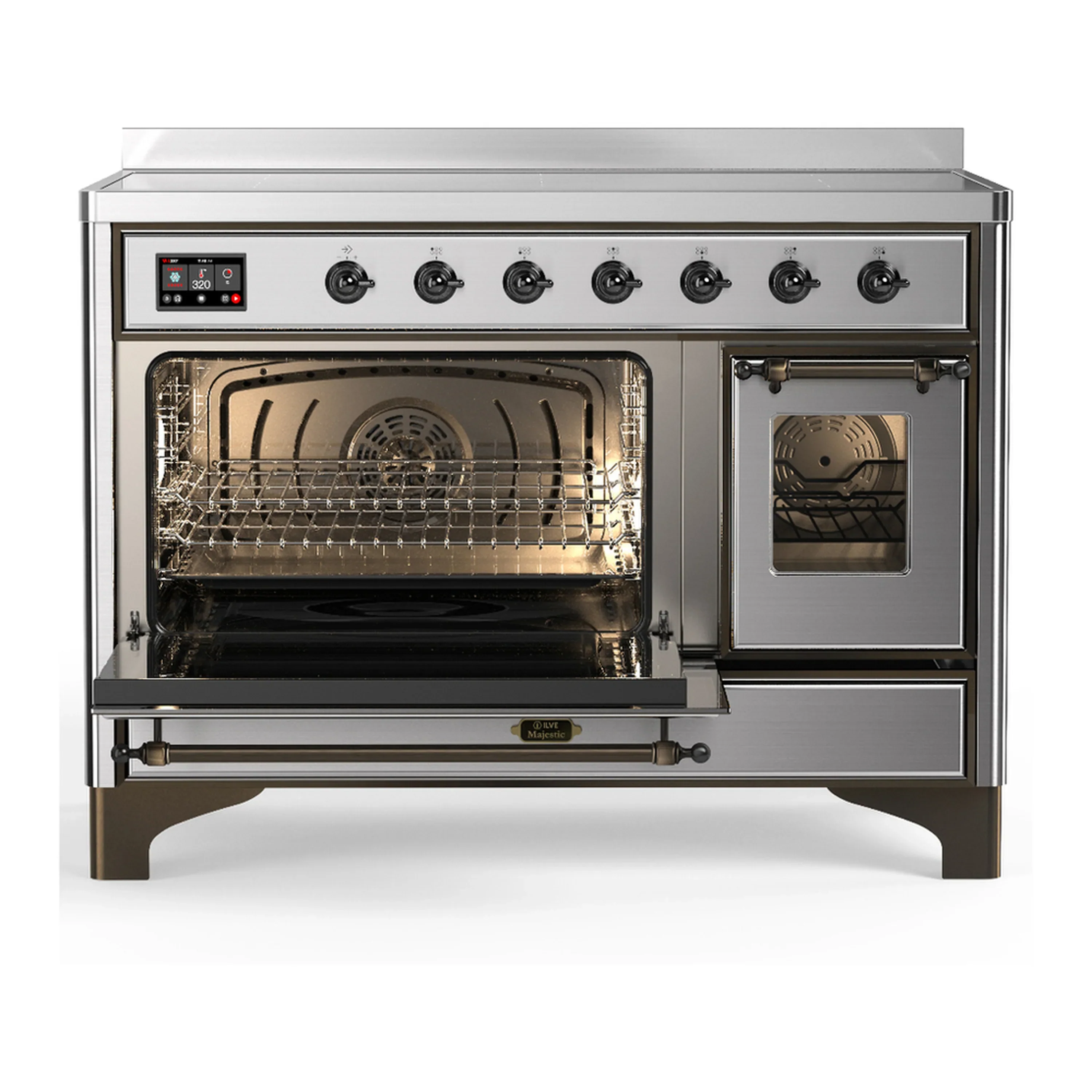 ILVE Majestic III 48-Inch Induction Range with 6 Induction Elements and Triple Glass Door Electric Oven in Stainless Steel with Burnished Trim (UMIB48NR3SSB) - Image 5