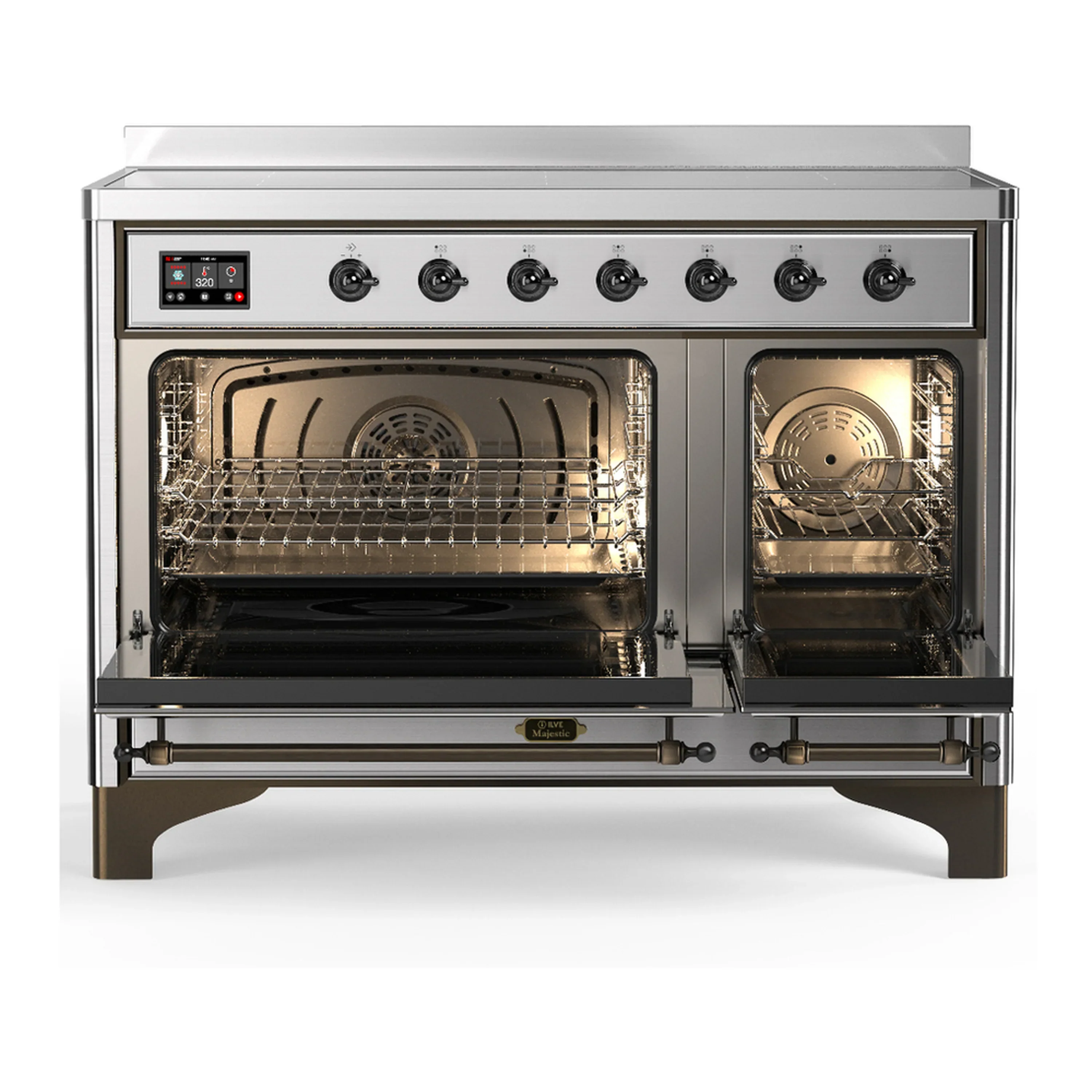 ILVE Majestic III 48-Inch Induction Range with 6 Induction Elements and Triple Glass Door Electric Oven in Stainless Steel with Burnished Trim (UMIB48NR3SSB) - Image 6