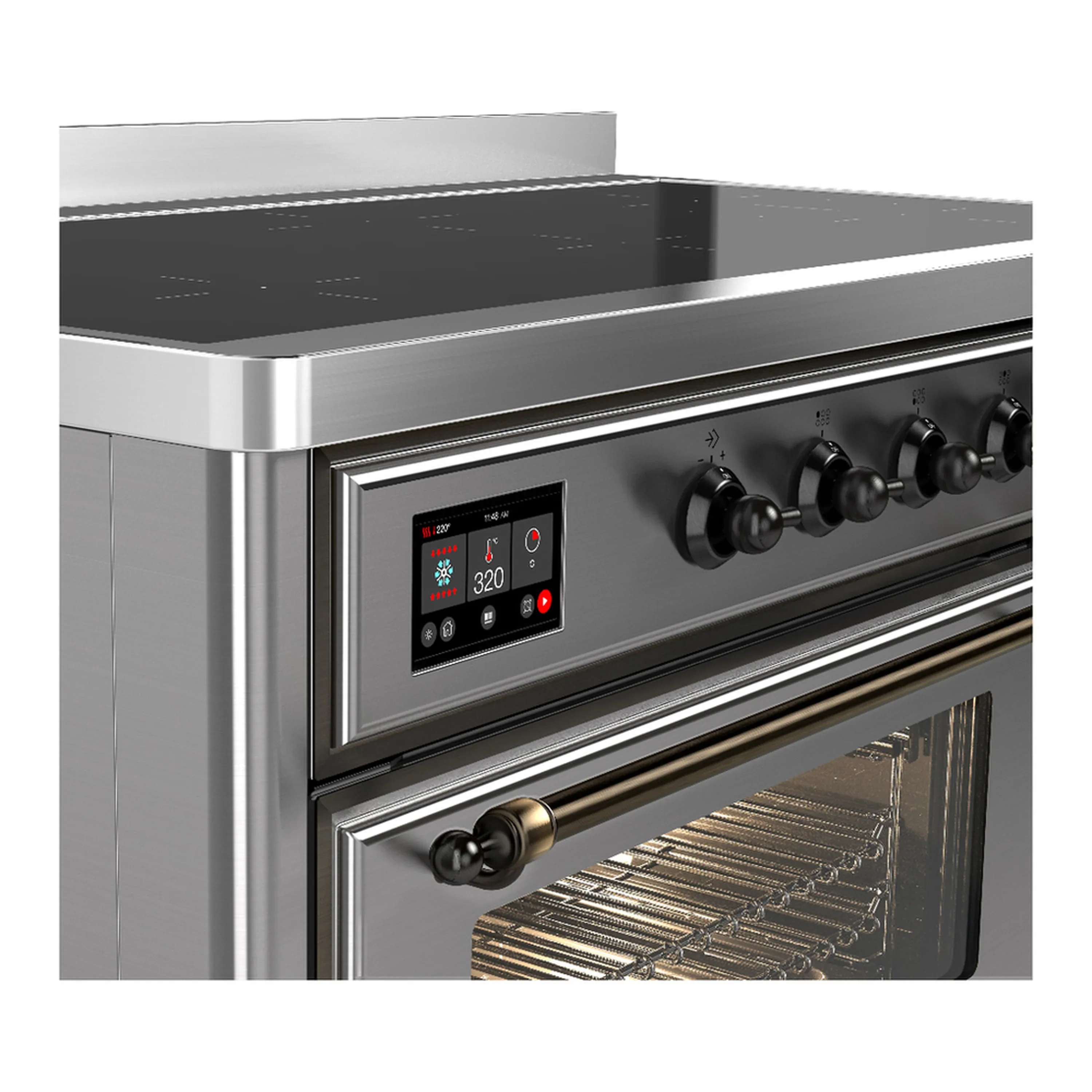 ILVE Majestic III 48-Inch Induction Range with 6 Induction Elements and Triple Glass Door Electric Oven in Stainless Steel with Burnished Trim (UMIB48NR3SSB) - Image 7