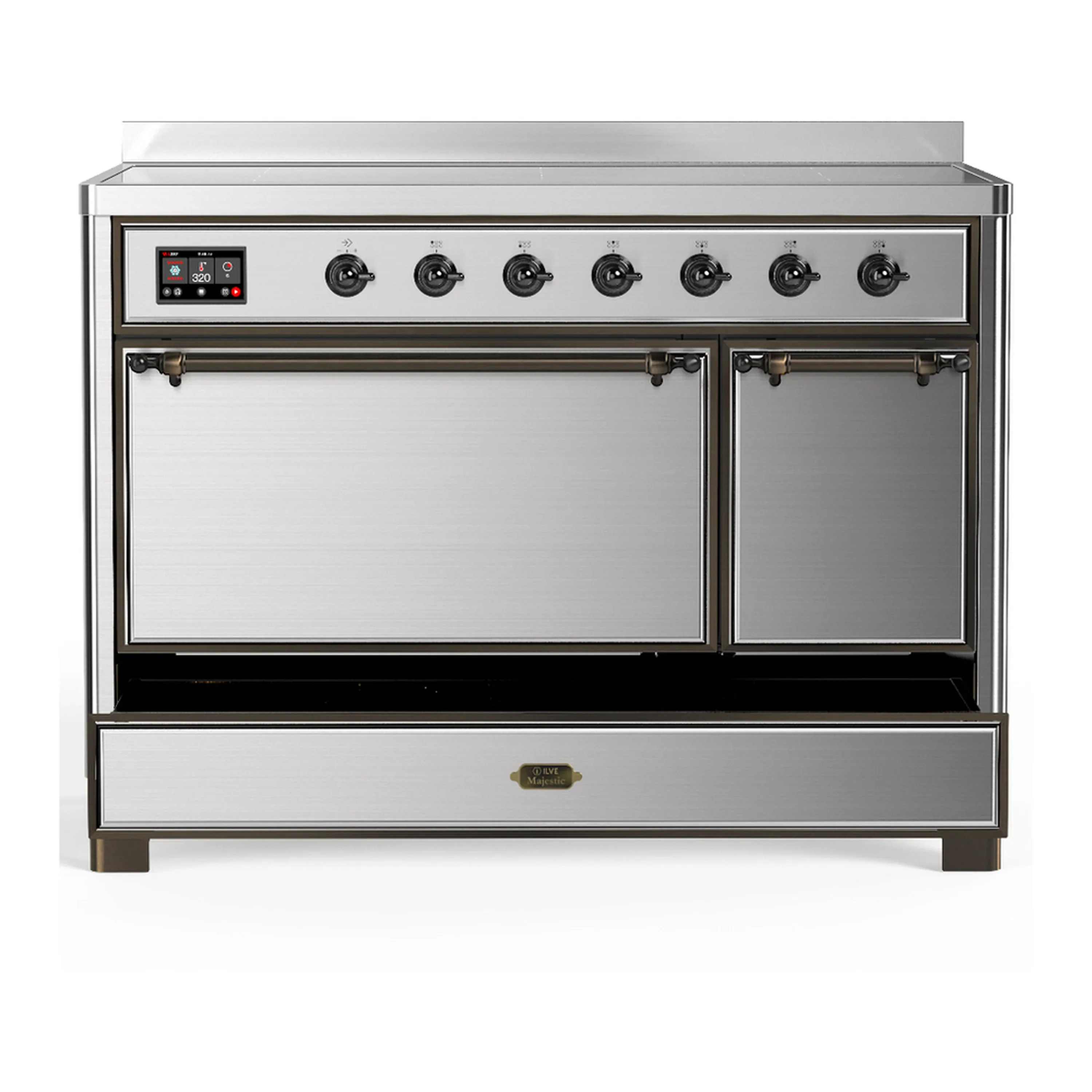 ILVE Majestic III 48-Inch Induction Range with 6 Induction Elements and Solid Door Electric Oven in Stainless Steel with Burnished Trim (UMIB48QNR3SSB) - Image 3
