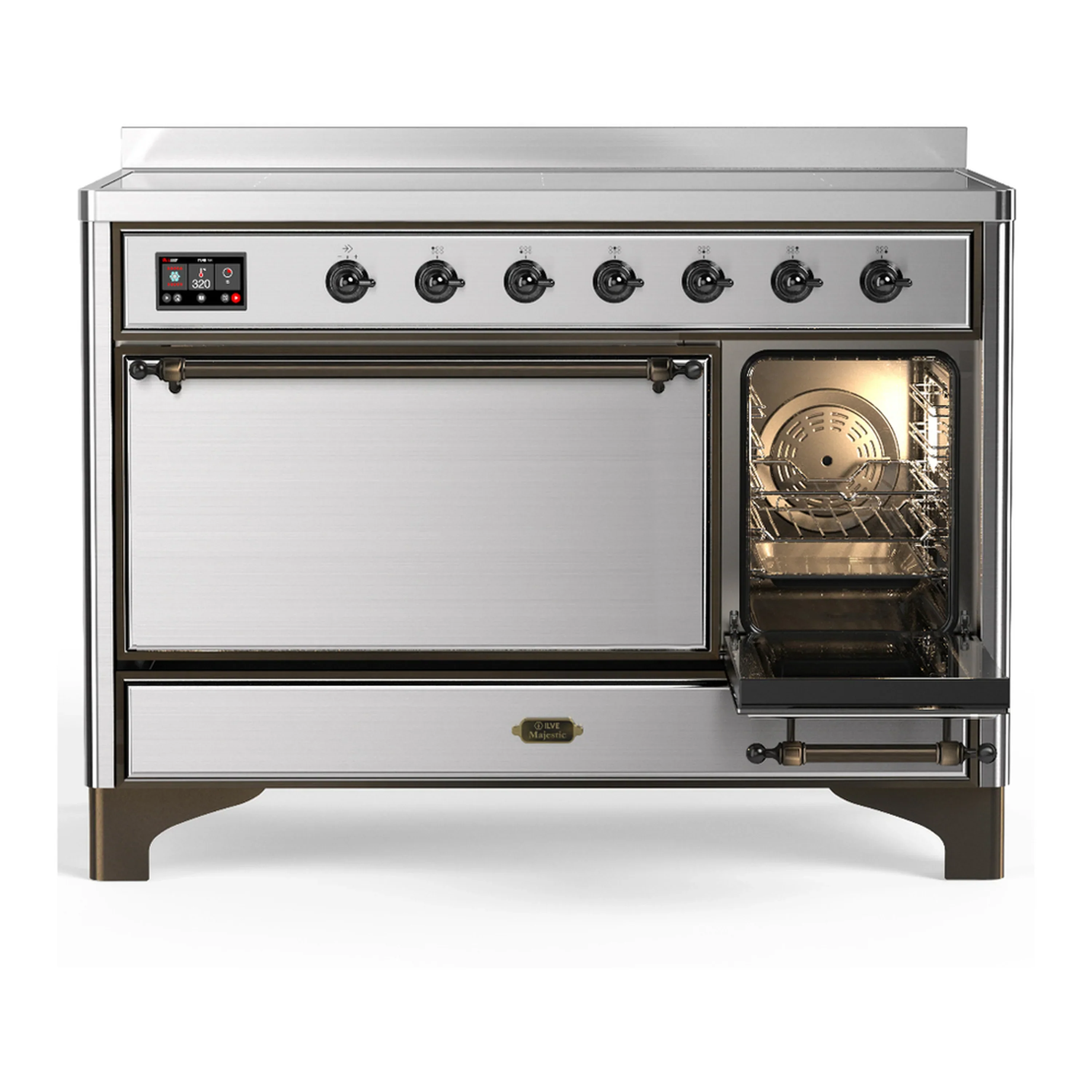 ILVE Majestic III 48-Inch Induction Range with 6 Induction Elements and Solid Door Electric Oven in Stainless Steel with Burnished Trim (UMIB48QNR3SSB) - Image 4