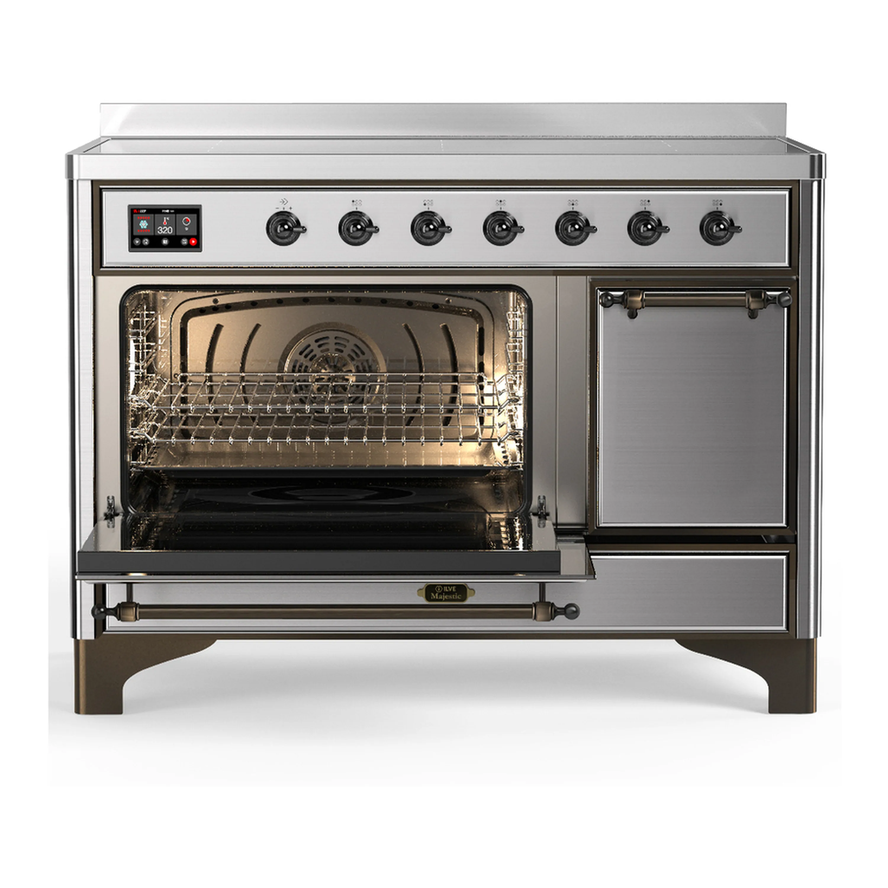 ILVE Majestic III 48-Inch Induction Range with 6 Induction Elements and Solid Door Electric Oven in Stainless Steel with Burnished Trim (UMIB48QNR3SSB) - Image 5