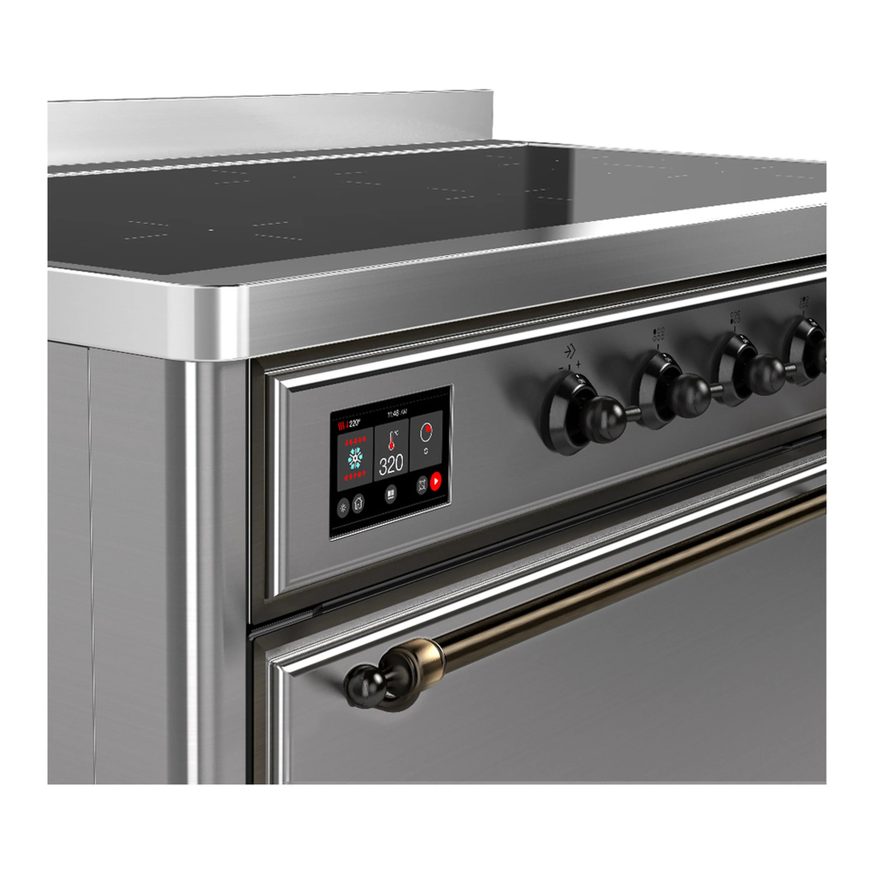 ILVE Majestic III 48-Inch Induction Range with 6 Induction Elements and Solid Door Electric Oven in Stainless Steel with Burnished Trim (UMIB48QNR3SSB) - Image 7