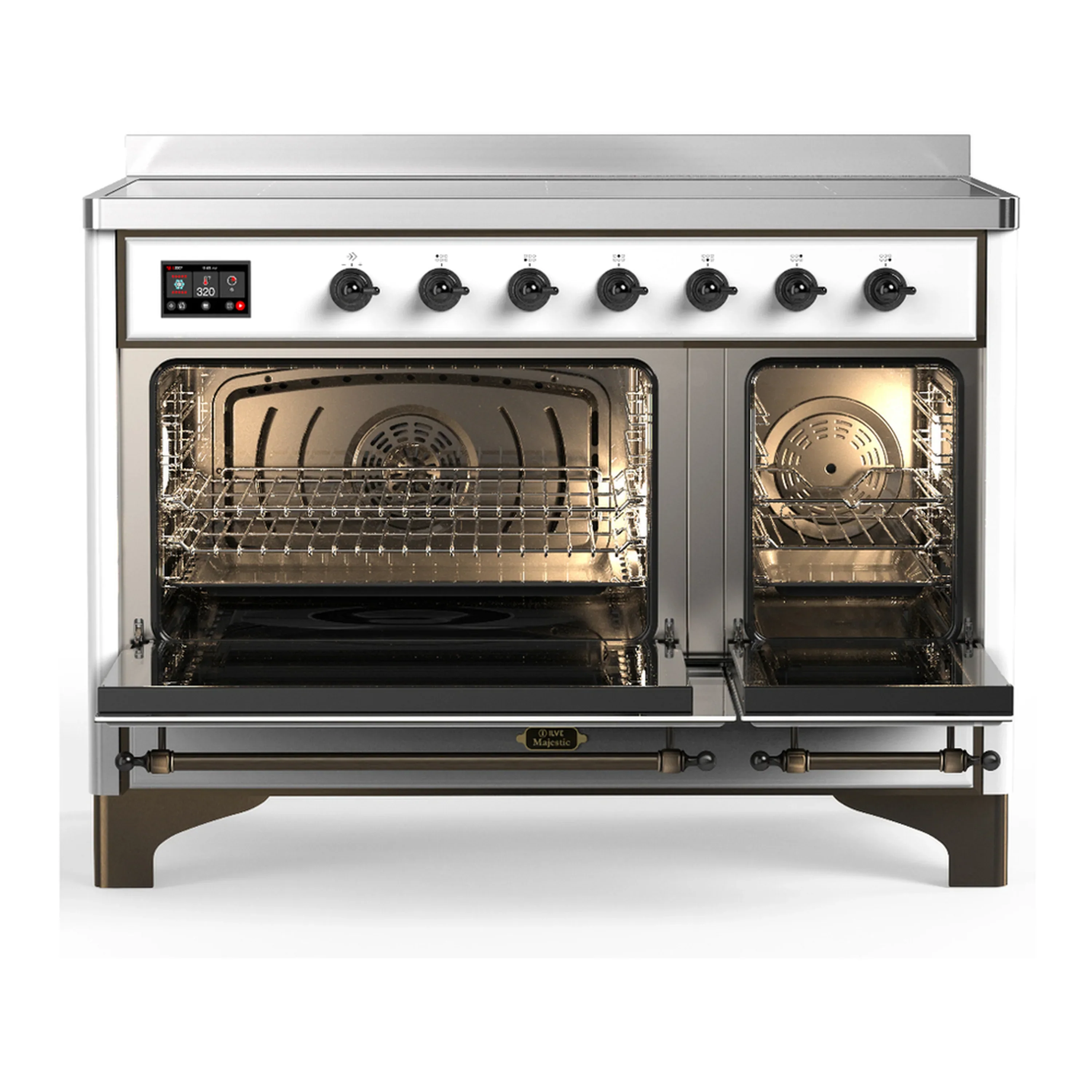 ILVE Majestic III 48-Inch Induction Range with 6 Induction Elements and Triple Glass Door Electric Oven in White with Burnished Trim (UMIB48NR3WHB) - Image 6
