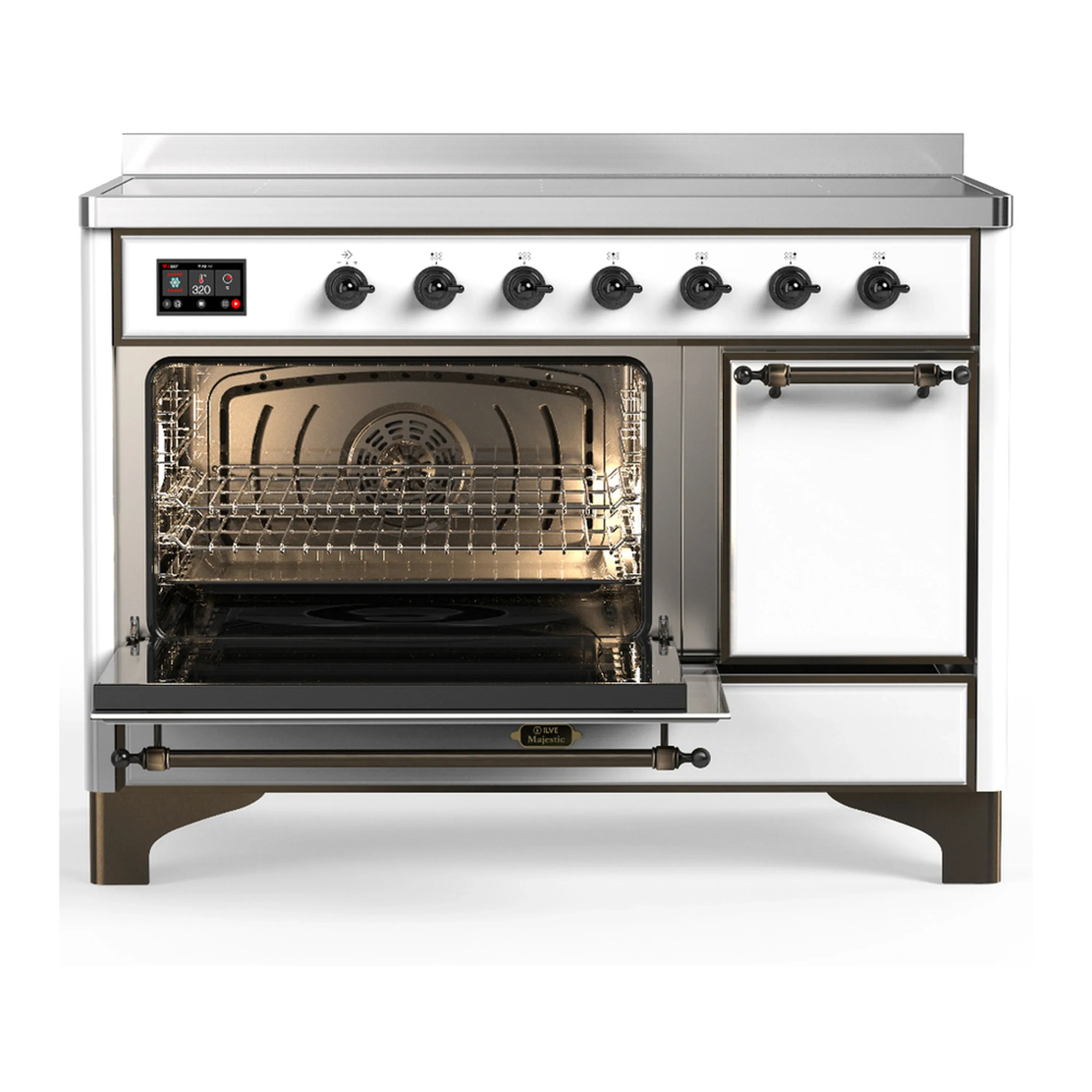 ILVE Majestic III 48-Inch Induction Range with 6 Induction Elements and Solid Door Electric Oven in White with Burnished Trim (UMIB48QNR3WHB) - Image 5