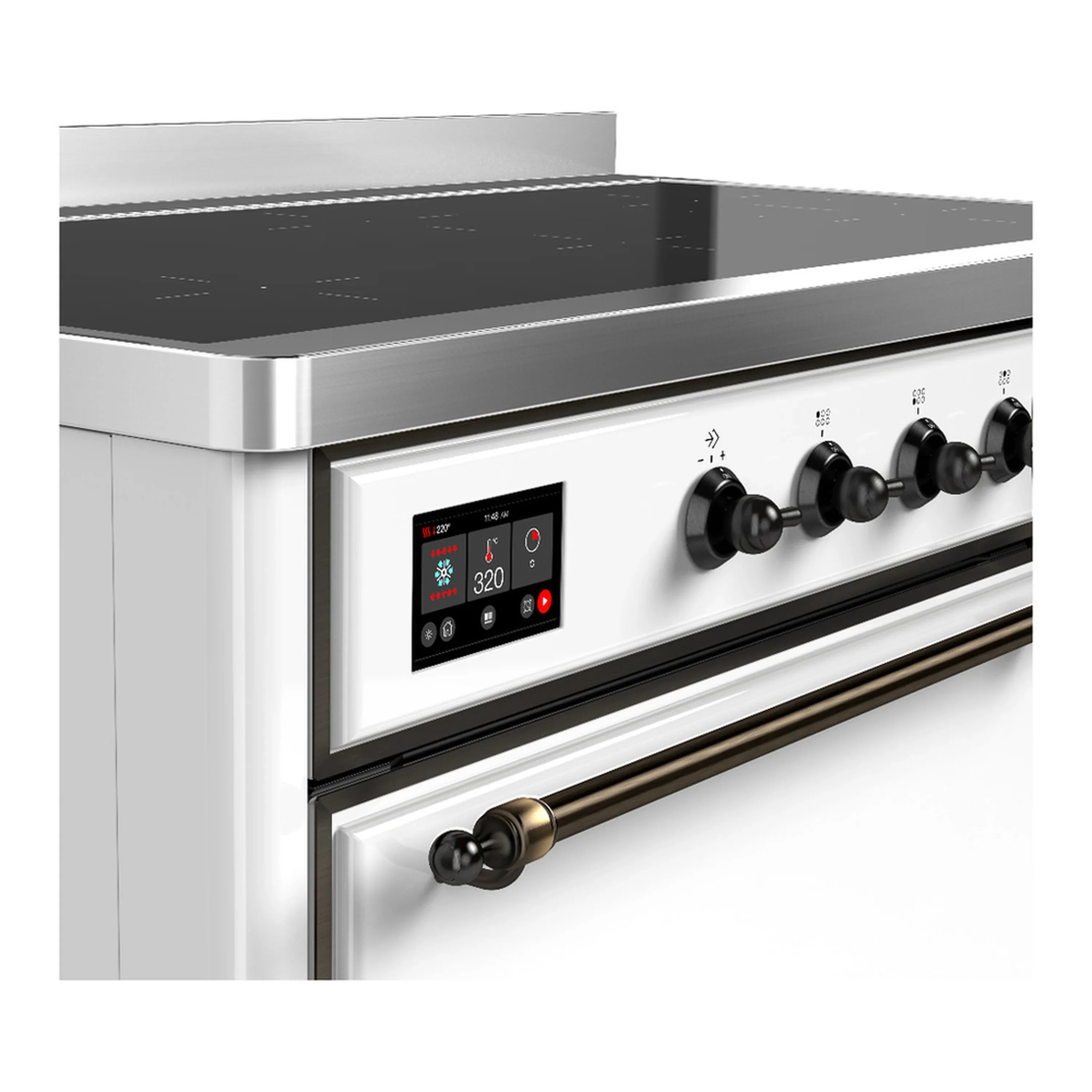ILVE Majestic III 48-Inch Induction Range with 6 Induction Elements and Solid Door Electric Oven in White with Burnished Trim (UMIB48QNR3WHB) - Image 7
