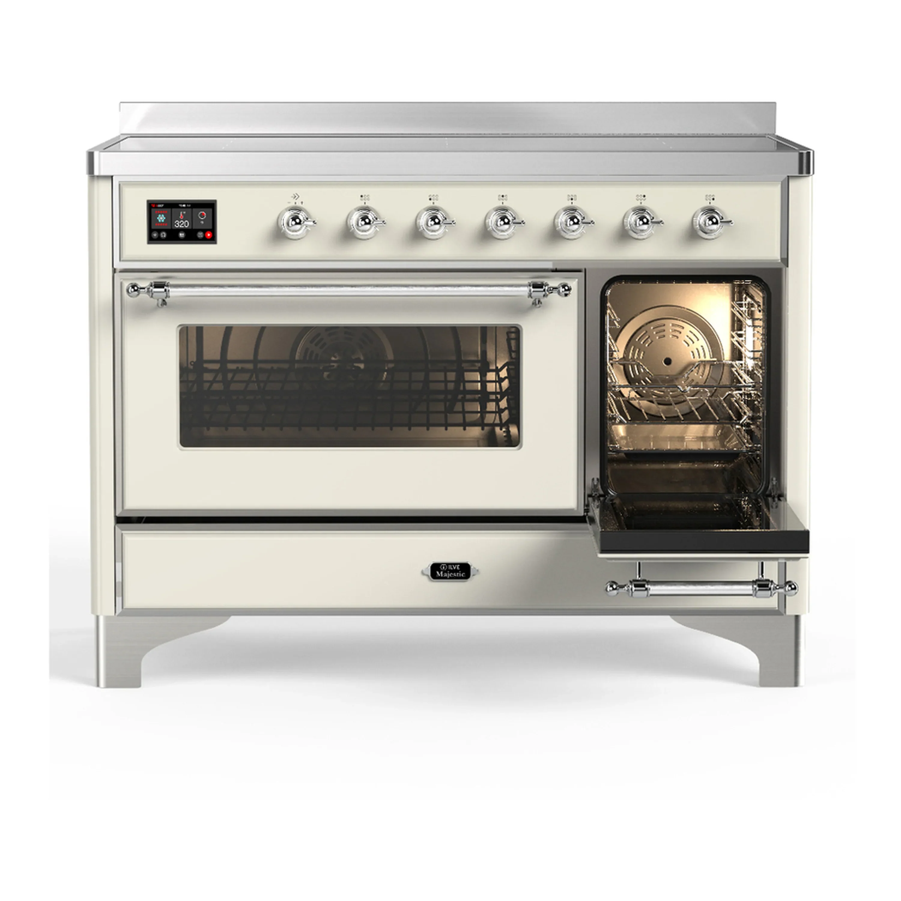 ILVE Majestic III 48-Inch Induction Range with 6 Induction Elements and Triple Glass Door Electric Oven in Antique White with Chrome Trim (UMIB48NR3AWC) - Image 4