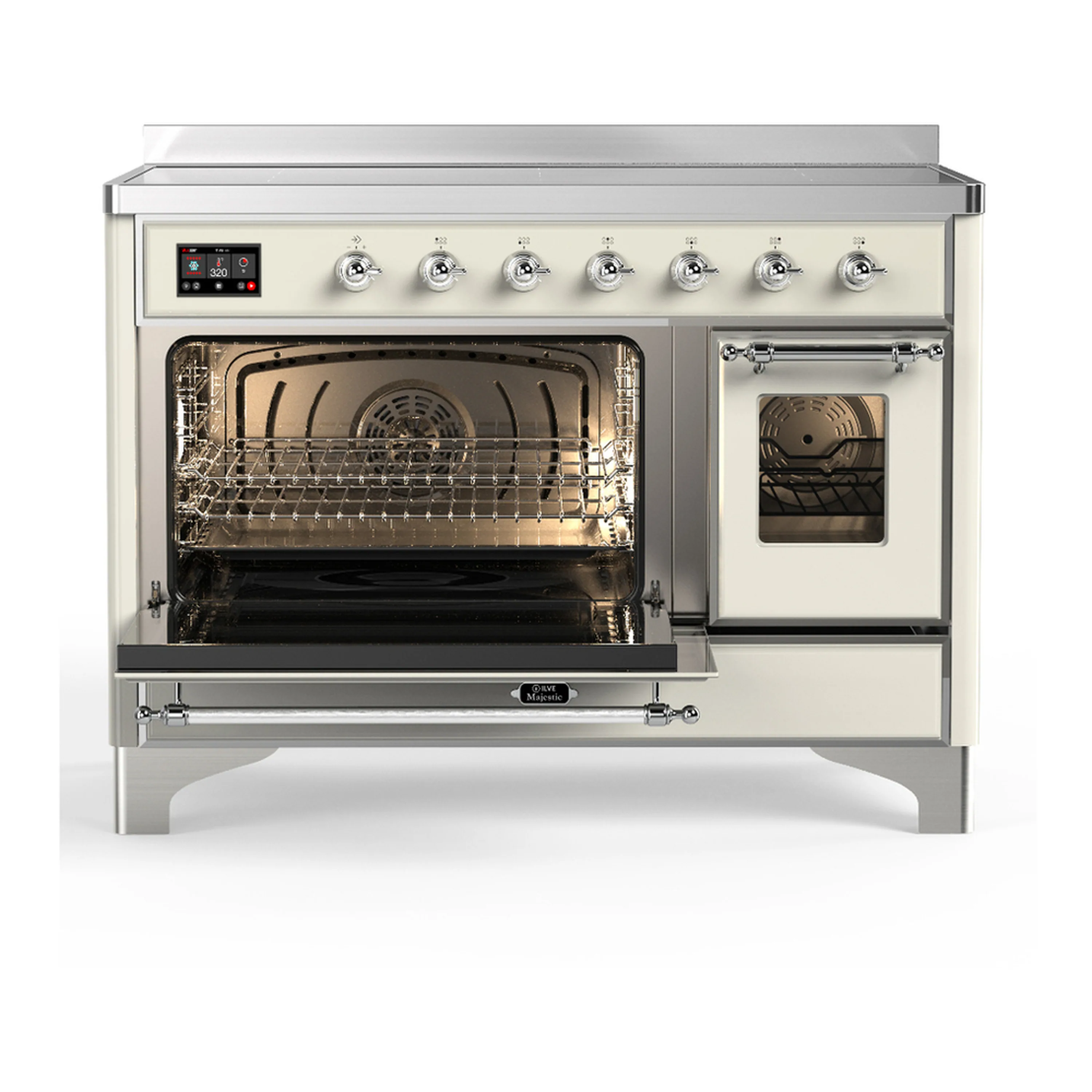 ILVE Majestic III 48-Inch Induction Range with 6 Induction Elements and Triple Glass Door Electric Oven in Antique White with Chrome Trim (UMIB48NR3AWC) - Image 5