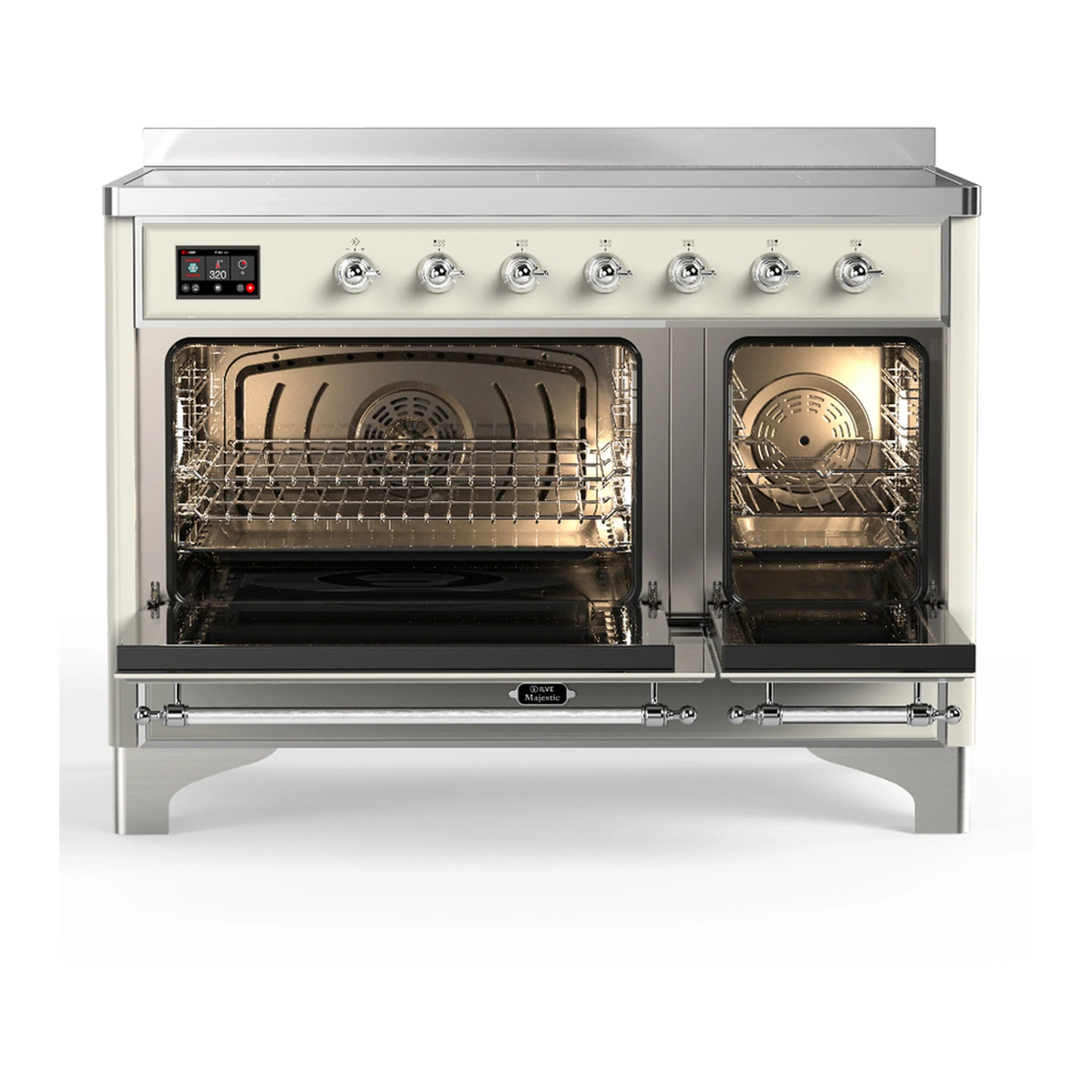 ILVE Majestic III 48-Inch Induction Range with 6 Induction Elements and Triple Glass Door Electric Oven in Antique White with Chrome Trim (UMIB48NR3AWC) - Image 6