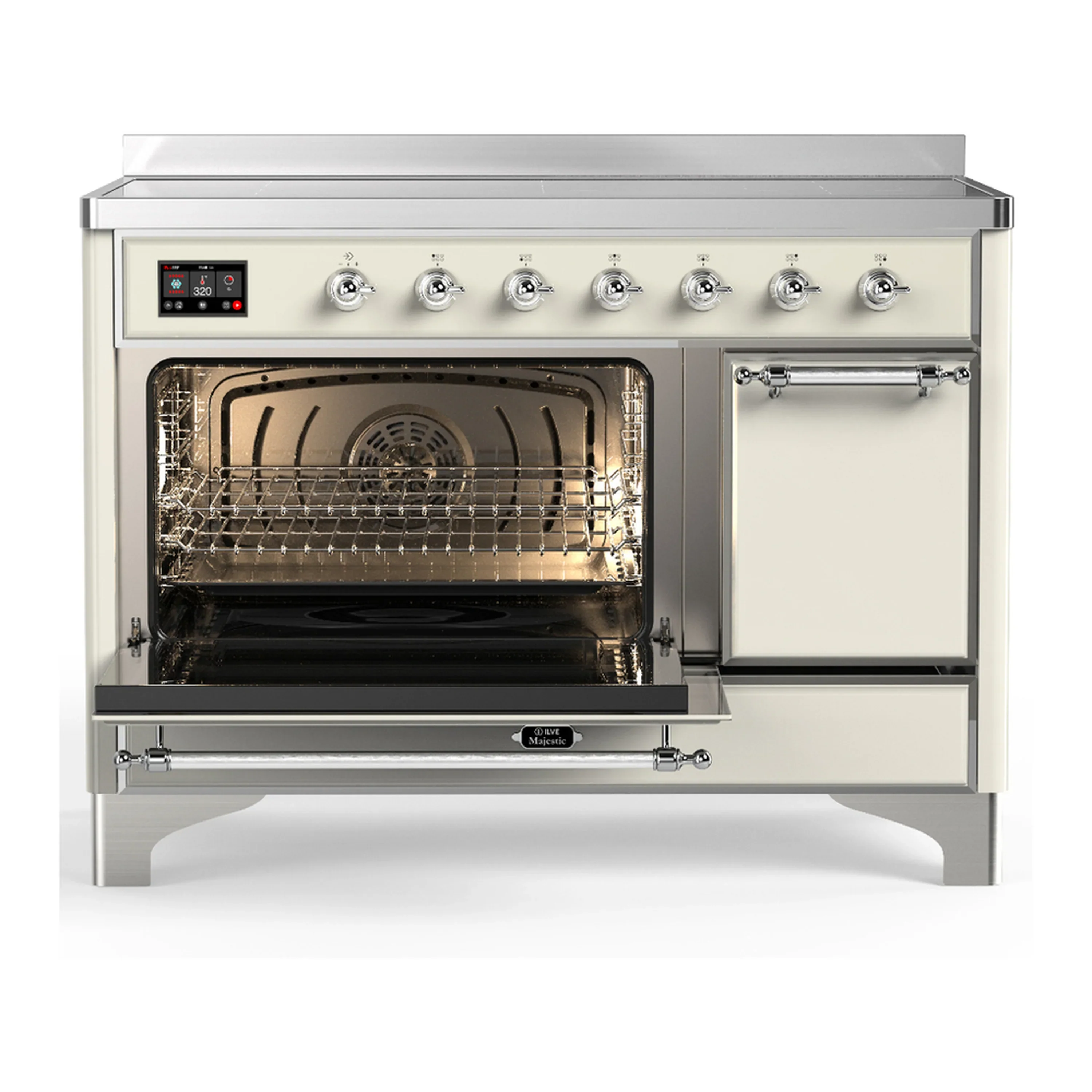 ILVE Majestic III 48-Inch Induction Range with 6 Induction Elements and Solid Door Electric Oven in Antique White with Chrome Trim (UMIB48QNR3AWC) - Image 5