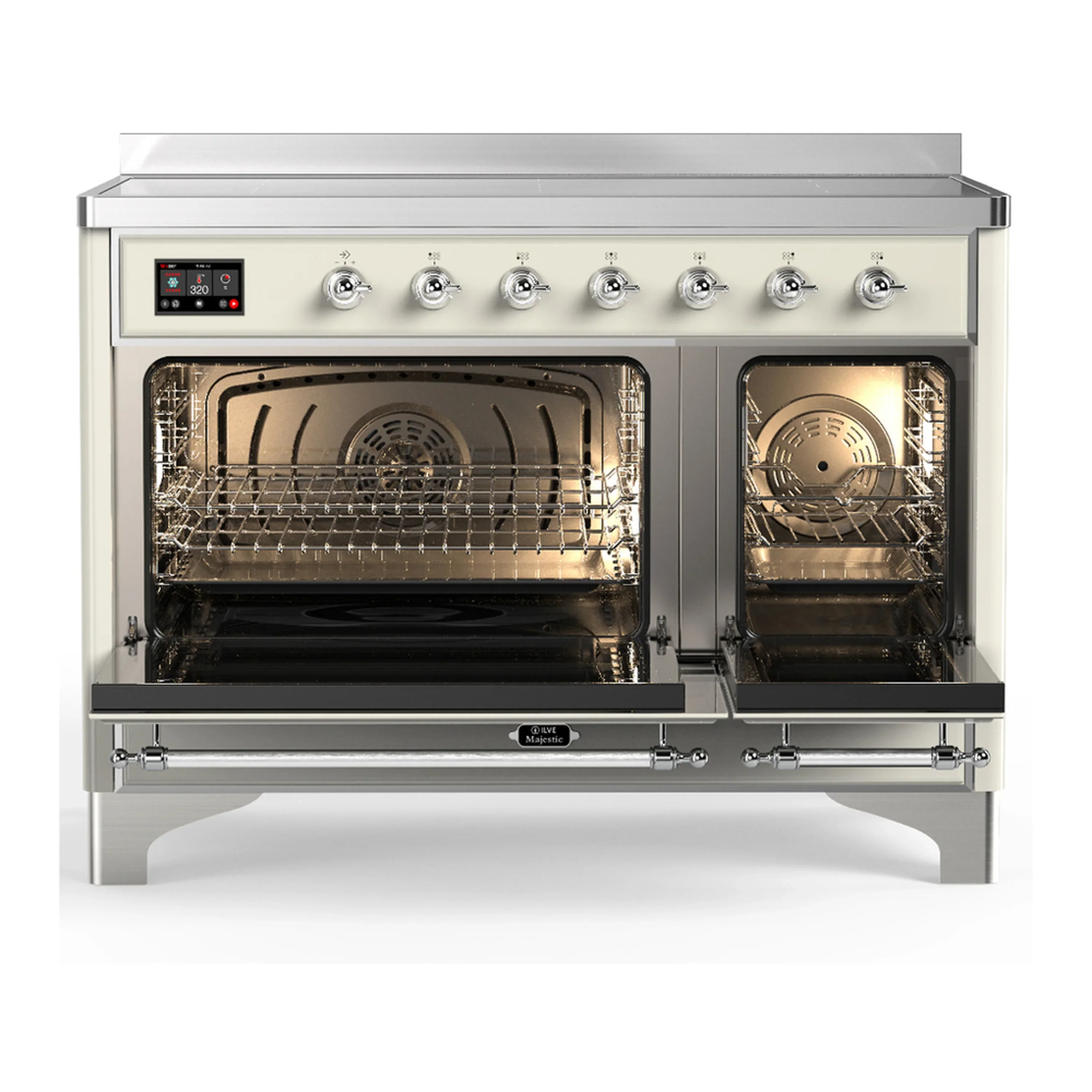 ILVE Majestic III 48-Inch Induction Range with 6 Induction Elements and Solid Door Electric Oven in Antique White with Chrome Trim (UMIB48QNR3AWC) - Image 6