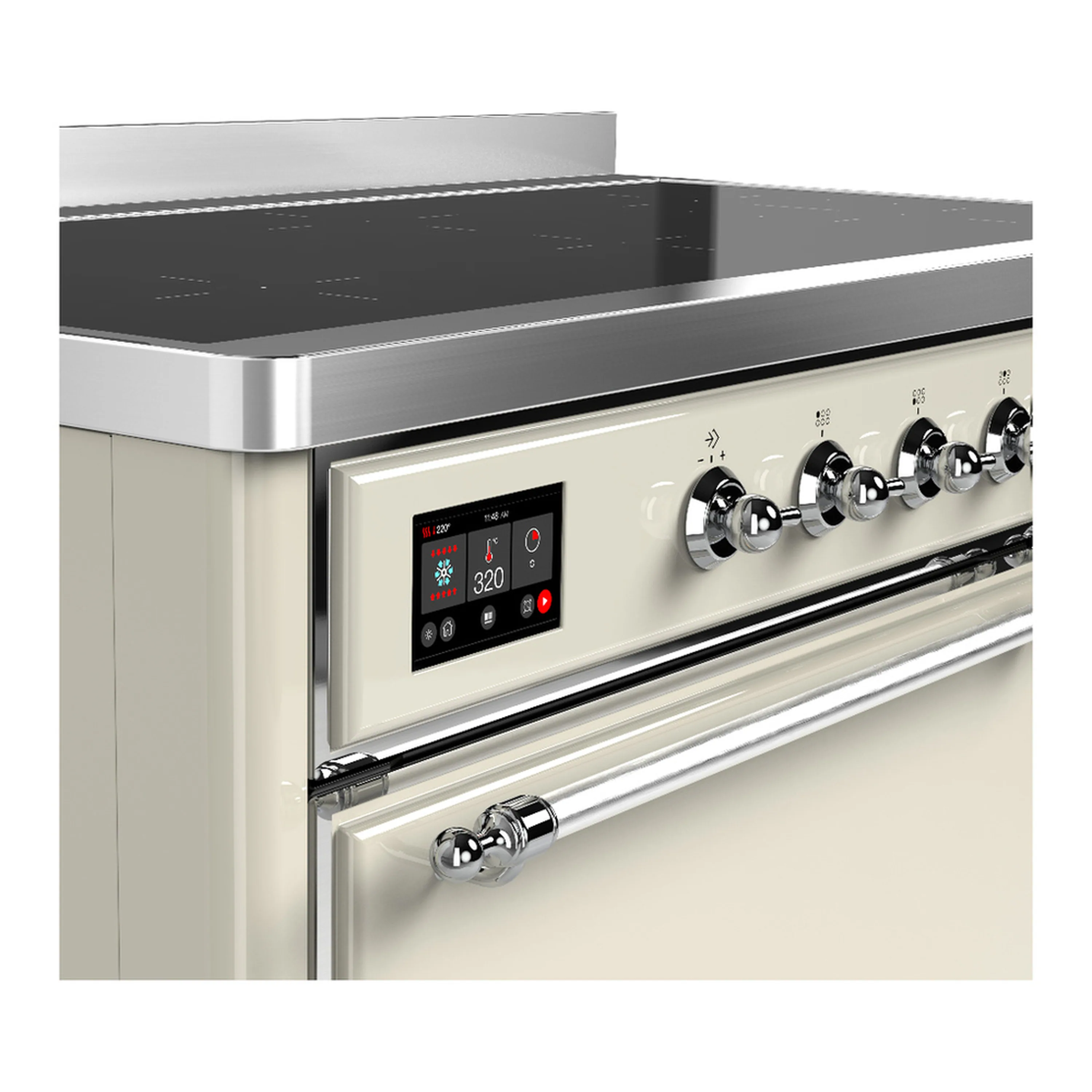 ILVE Majestic III 48-Inch Induction Range with 6 Induction Elements and Solid Door Electric Oven in Antique White with Chrome Trim (UMIB48QNR3AWC) - Image 7