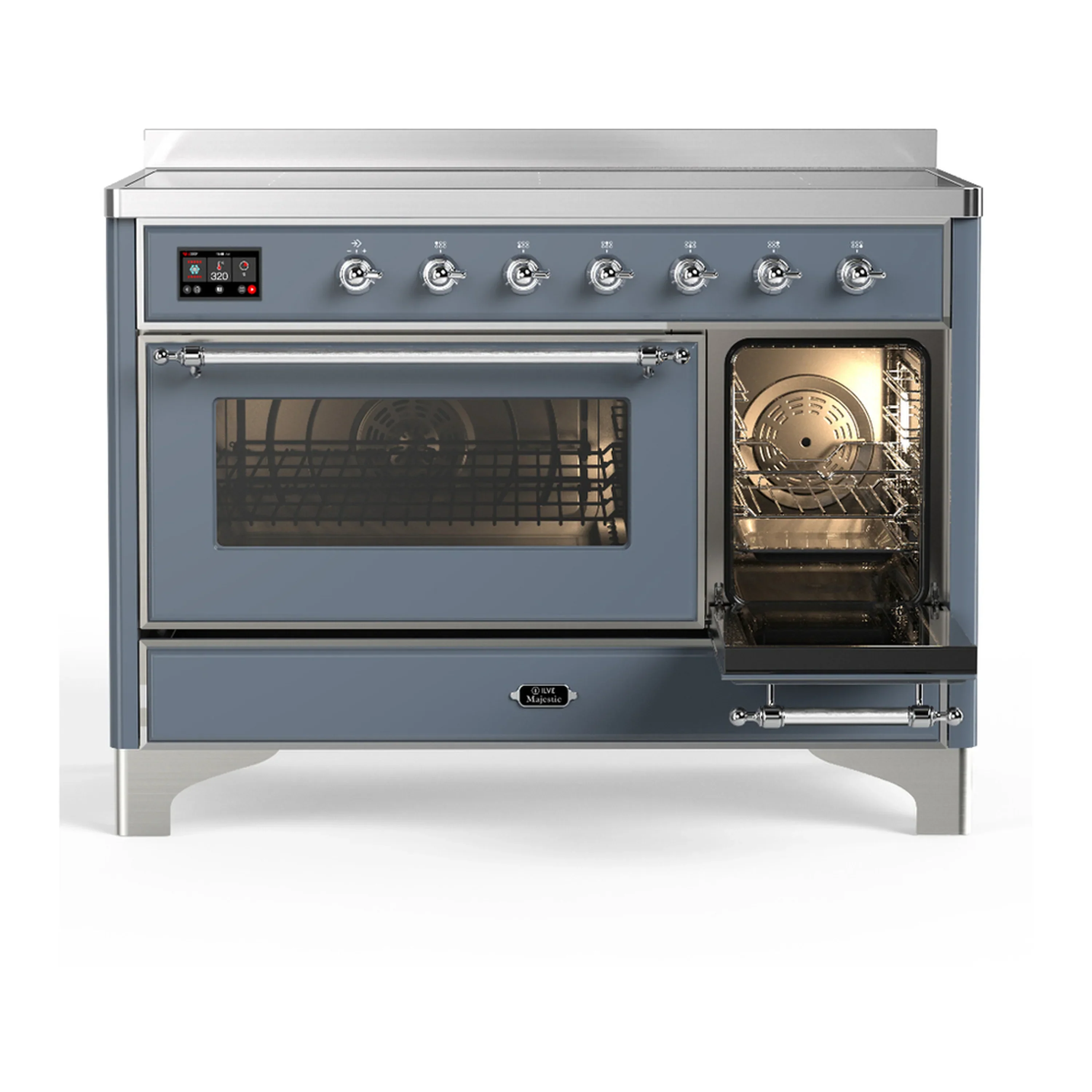 ILVE Majestic III 48-Inch Induction Range with 6 Induction Elements and Triple Glass Door Electric Oven in Blue Grey with Chrome Trim (UMIB48NR3BGC) - Image 4