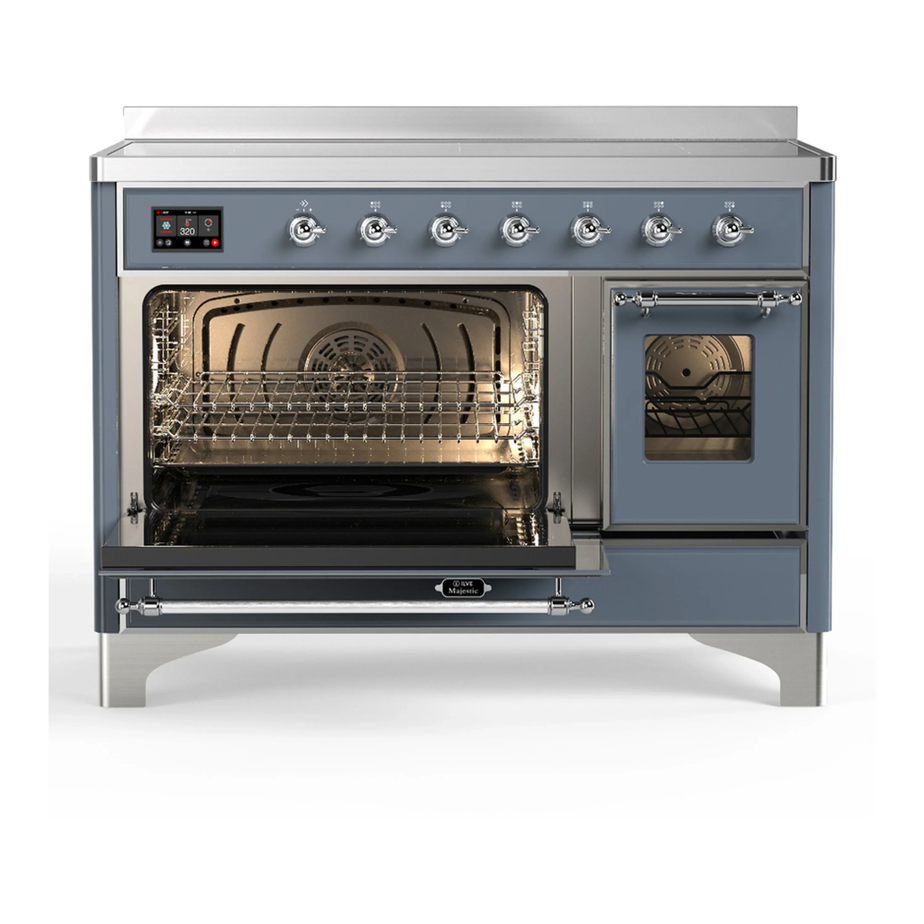 ILVE Majestic III 48-Inch Induction Range with 6 Induction Elements and Triple Glass Door Electric Oven in Blue Grey with Chrome Trim (UMIB48NR3BGC) - Image 5