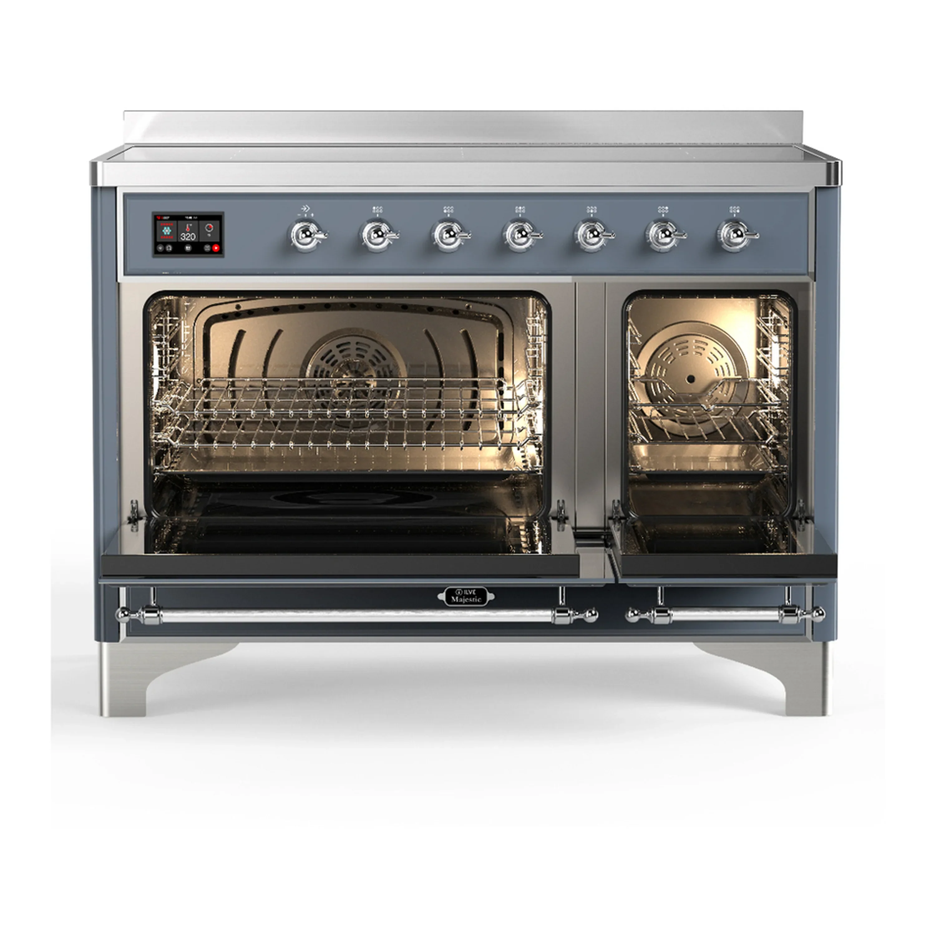 ILVE Majestic III 48-Inch Induction Range with 6 Induction Elements and Triple Glass Door Electric Oven in Blue Grey with Chrome Trim (UMIB48NR3BGC) - Image 6