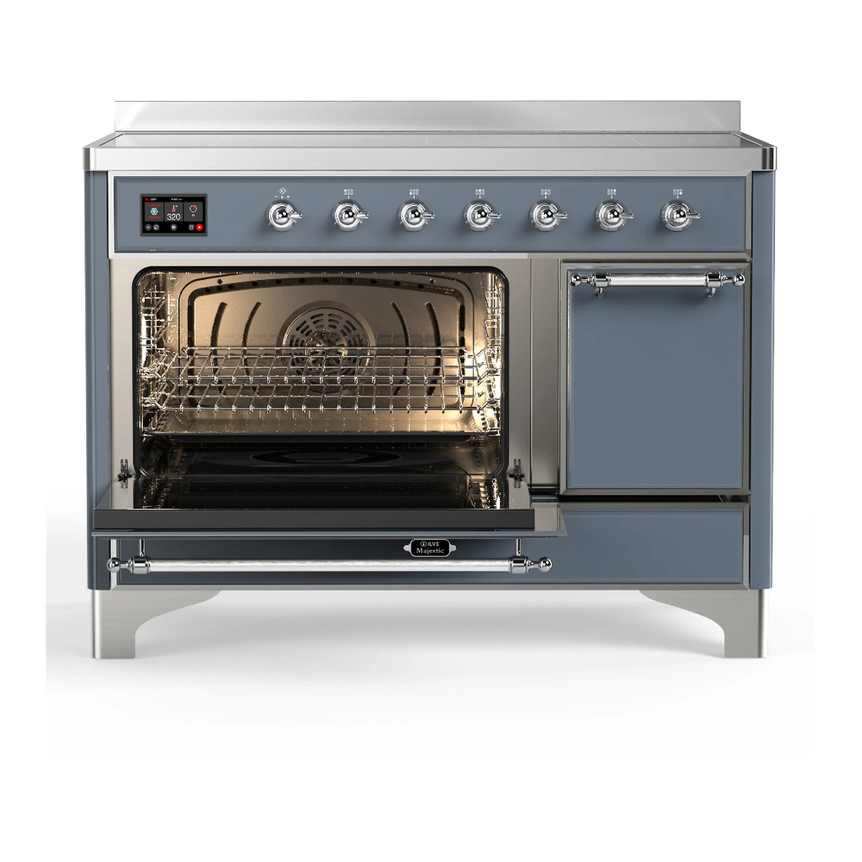 ILVE Majestic III 48-Inch Induction Range with 6 Induction Elements and Solid Door Electric Oven in Blue Grey with Chrome Trim (UMIB48QNR3BGC) - Image 5
