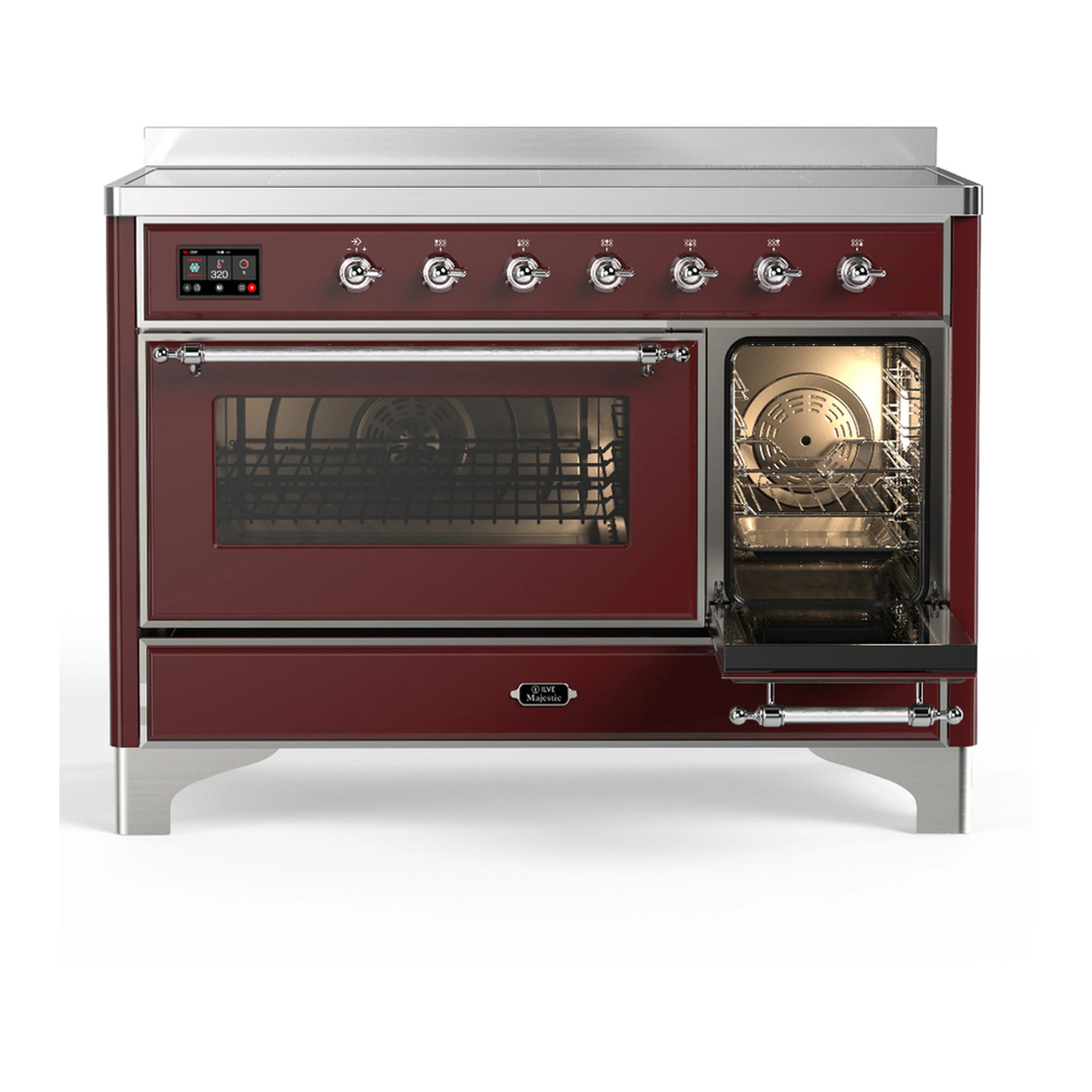 ILVE Majestic III 48-Inch Induction Range with 6 Induction Elements and Triple Glass Door Electric Oven in Burgundy with Chrome Trim (UMIB48NR3BUC) - Image 4
