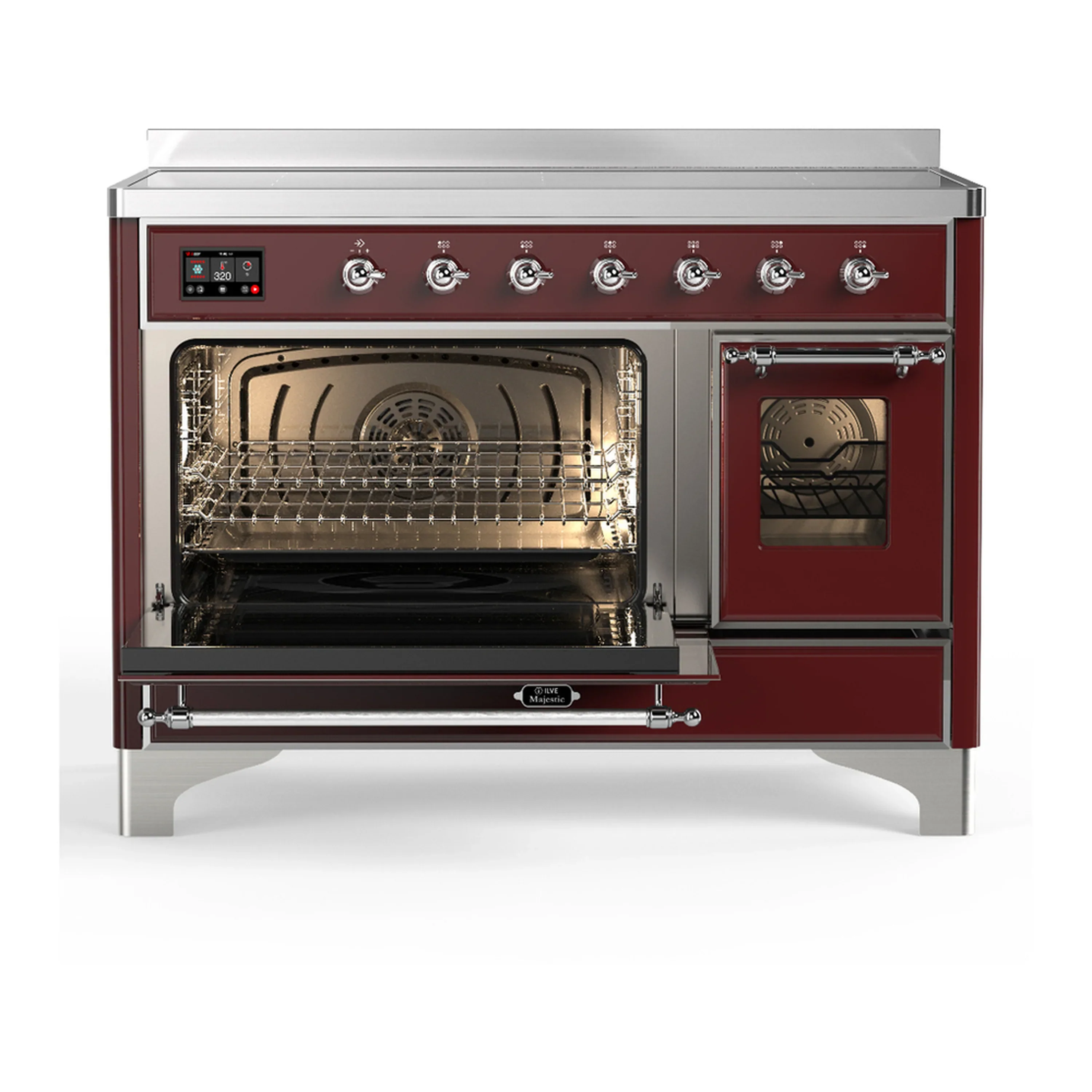 ILVE Majestic III 48-Inch Induction Range with 6 Induction Elements and Triple Glass Door Electric Oven in Burgundy with Chrome Trim (UMIB48NR3BUC) - Image 5