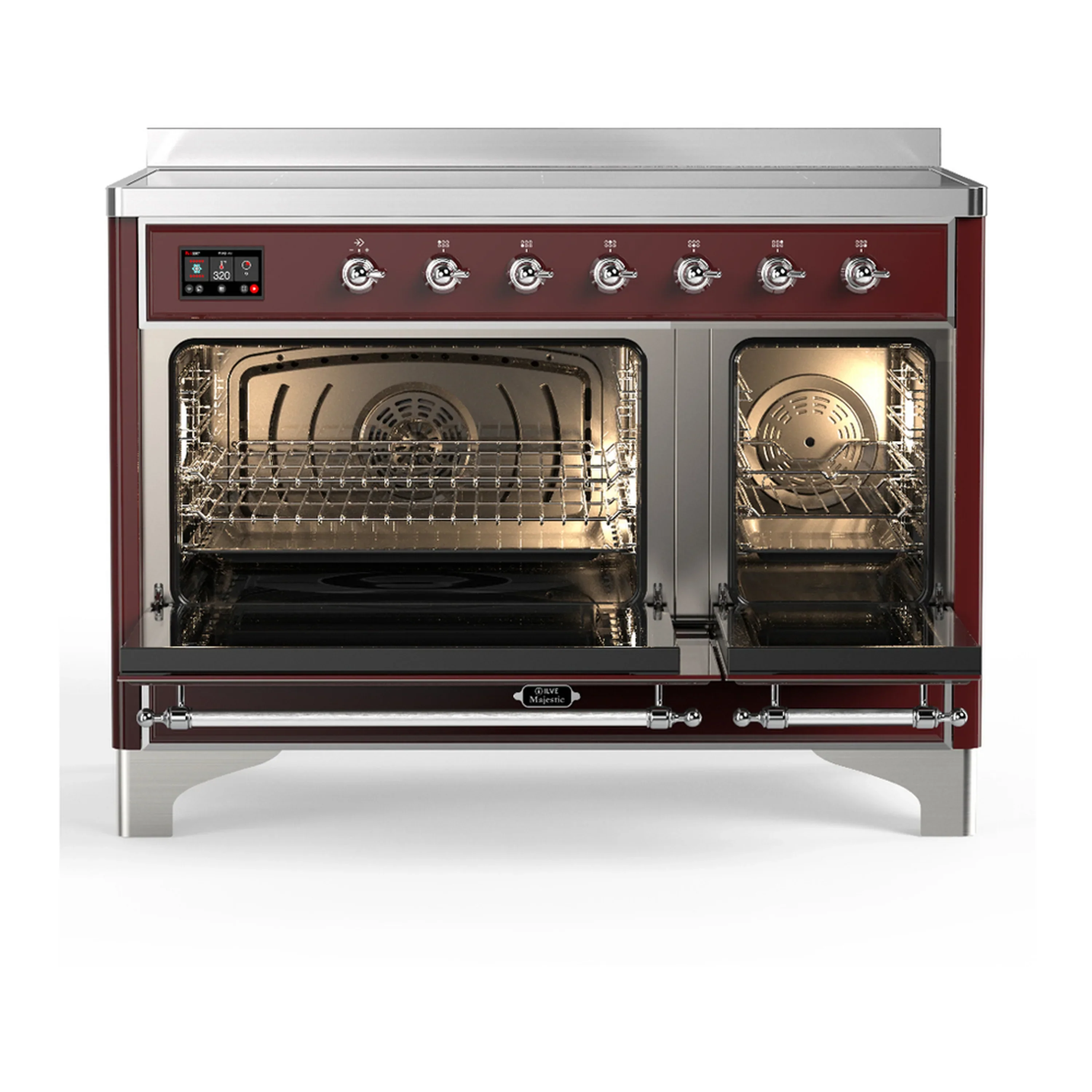ILVE Majestic III 48-Inch Induction Range with 6 Induction Elements and Triple Glass Door Electric Oven in Burgundy with Chrome Trim (UMIB48NR3BUC) - Image 6